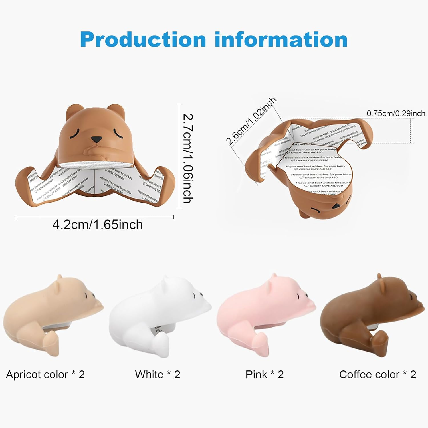 4Pcs Bear Animal Style Edge Table Corner Protector, Corner Cushion Protection, Table Desk Corner Guards, Cute Table Safety Edge Guards, Soft Corner Guards for against Sharp Corners (Pink and White) - Pink And White image number 2