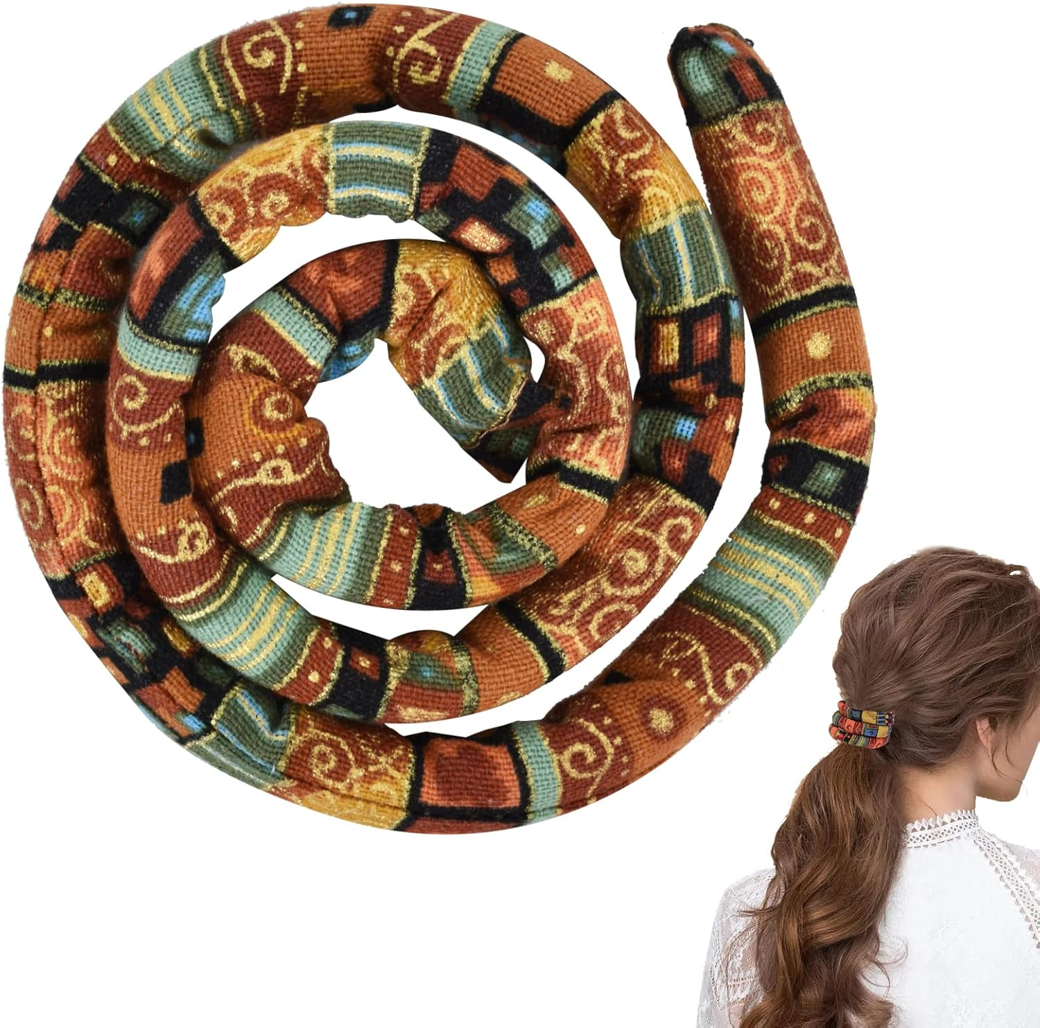 Spiral Lock Hair Band, 63 Cm Hair Scrunchie, Spiral Fabric Dreadlock, Bendable Dreadlock Hair Scrunchie, Ponytail Holder for Women and Men, Long Dreads, Thick Curly Hair Holder (Style 1) image number 5