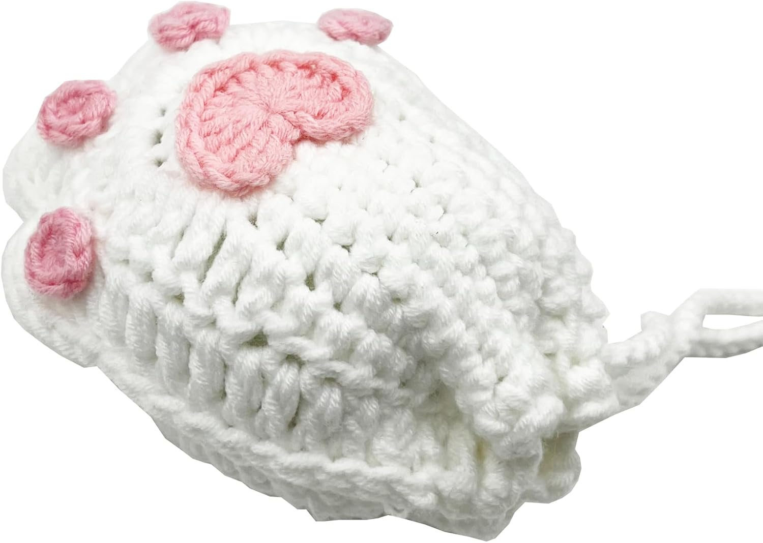 Handmade Crocheted Cat Claw Paw Soap Bags, Natural Cotton Soap Savers for Bar Soap, Foaming and Drying the Soap (Brown) (White and Pink Paw) image number 6