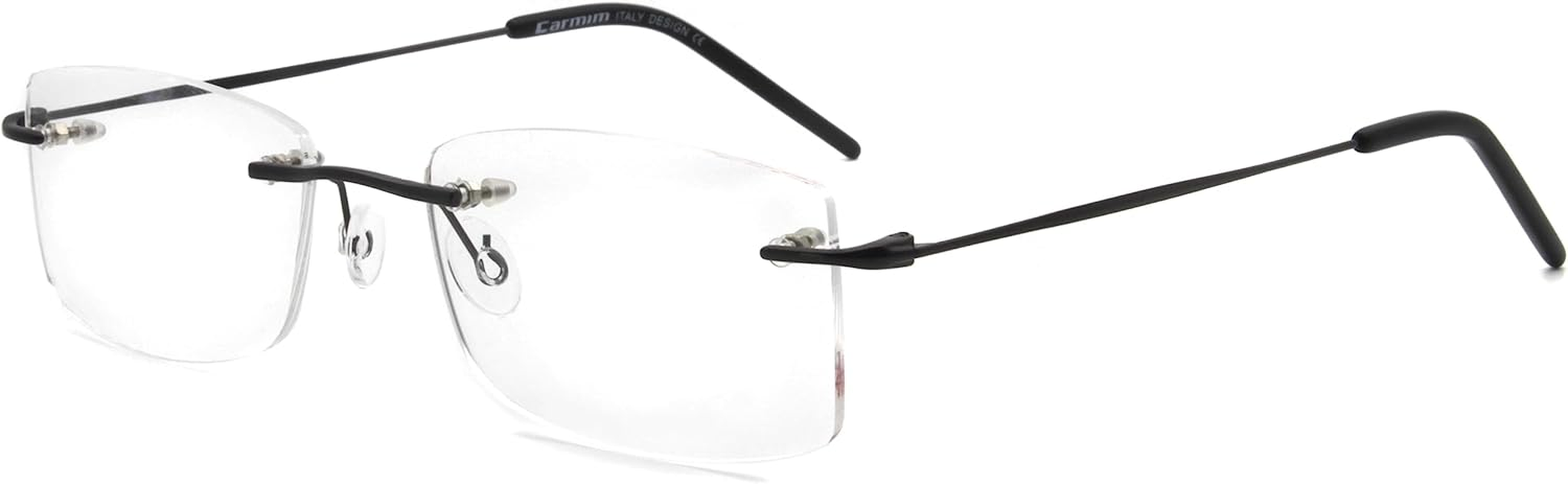 Men Women Eyeglasses Rimless Metal Lightweight Clear Lens Optical Frames Gray Glasses