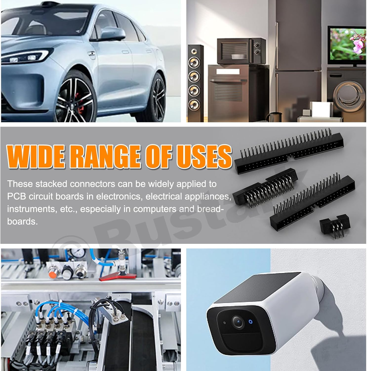 Rustark 50Pcs 2.54MM 6-18Pin Right Angle Male Socket Box Header Connector Assortment Kit Double Row Cable Male Socket SMT Terminal for PCB Electronic Equipment Projects image number 4