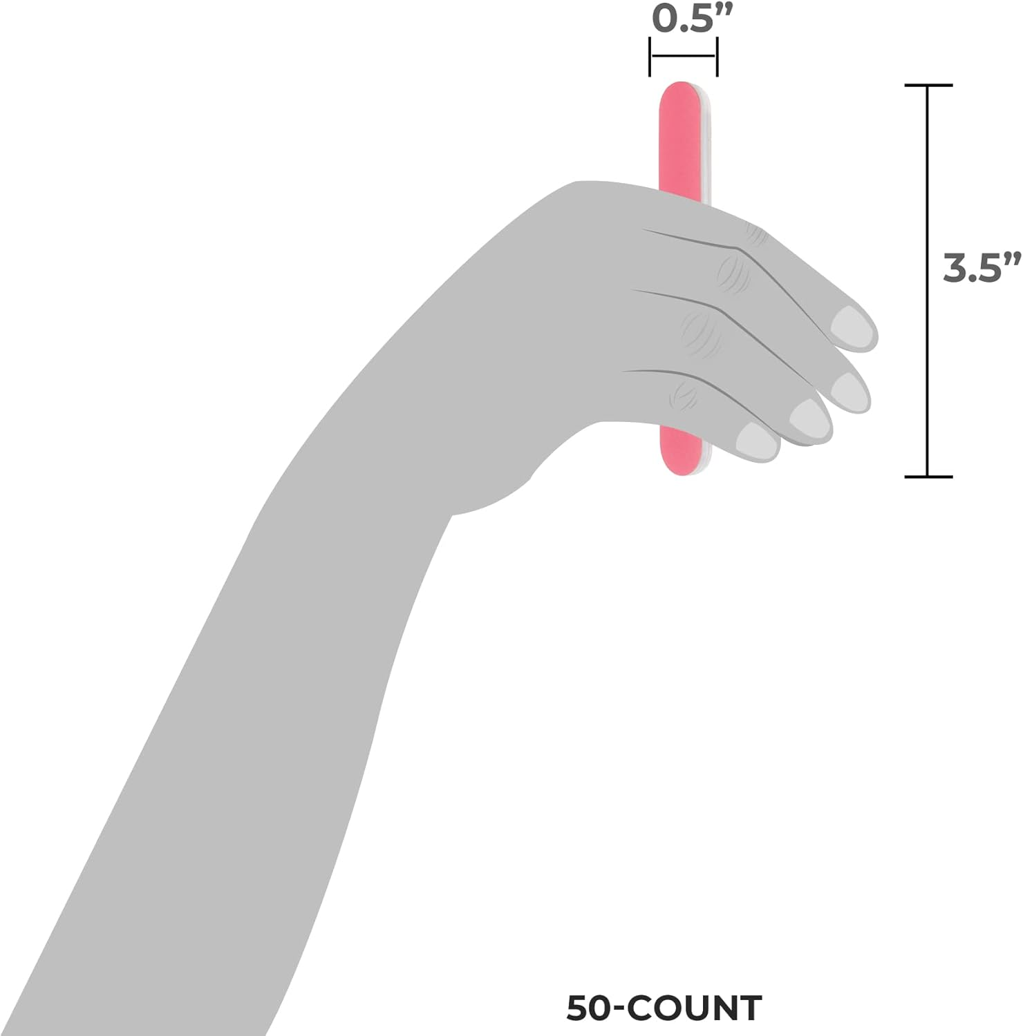 Forpro Professional Collection Mini Foam Board, Double-Sided Nail File, Pink, Black, 400/600 Grit, 3.5&rdquo; L X .5&rdquo; W, 50 Count image number 2