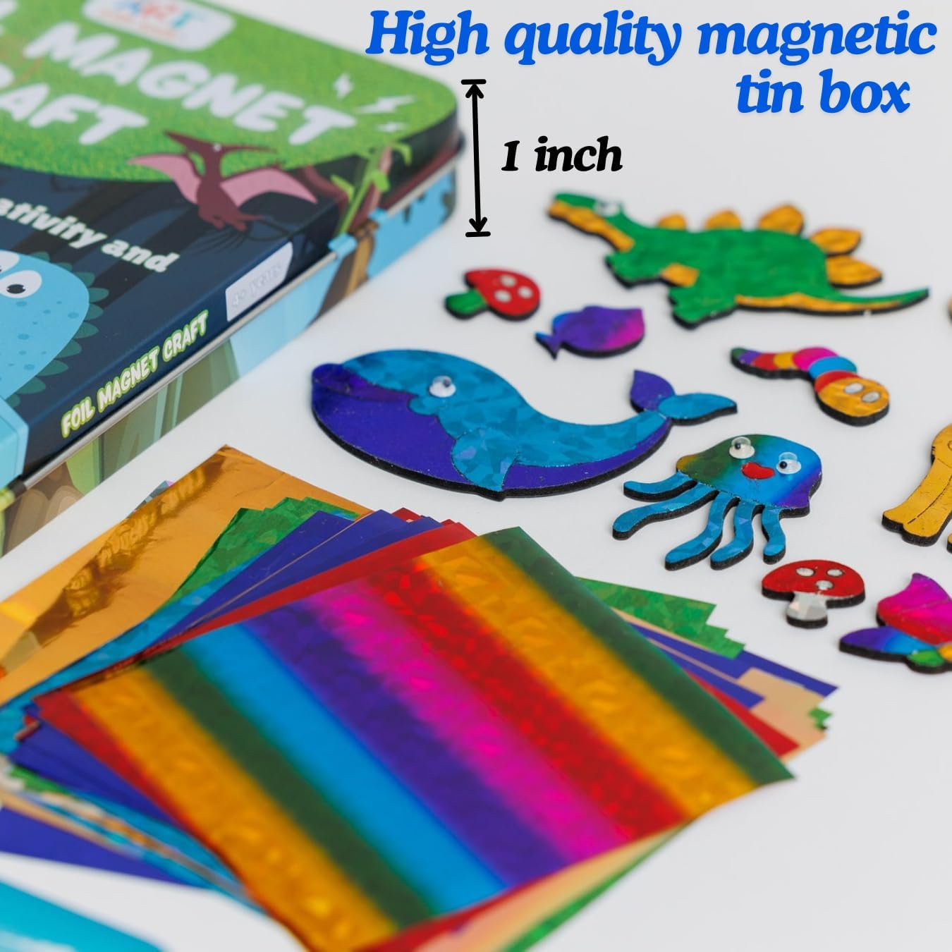 Foil Fun Art Kit for Kids - Reusable Animal Foil Art for Girls & Boys, DIY Mess-Free Girls Craft Kit W/Magnets, Ideal Travel Toy & in Car Activities for Kids Ages 4 5 6 7 8 9 10 11 12 image number 5