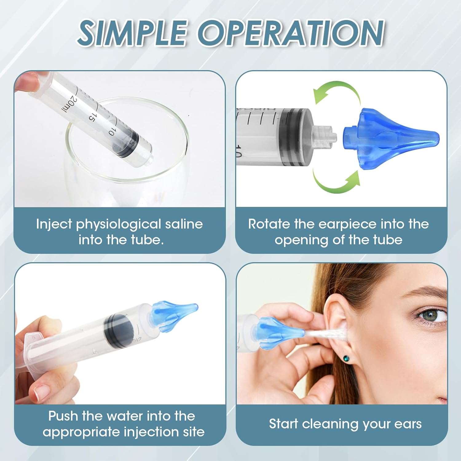 8 Pcs Ear Cleaner Syringe Kit, Ear Wax Removal Syringe, Safe Ear Wax Cleaner Tool with 6 Stream Tips for Clarity & Aural Hygiene