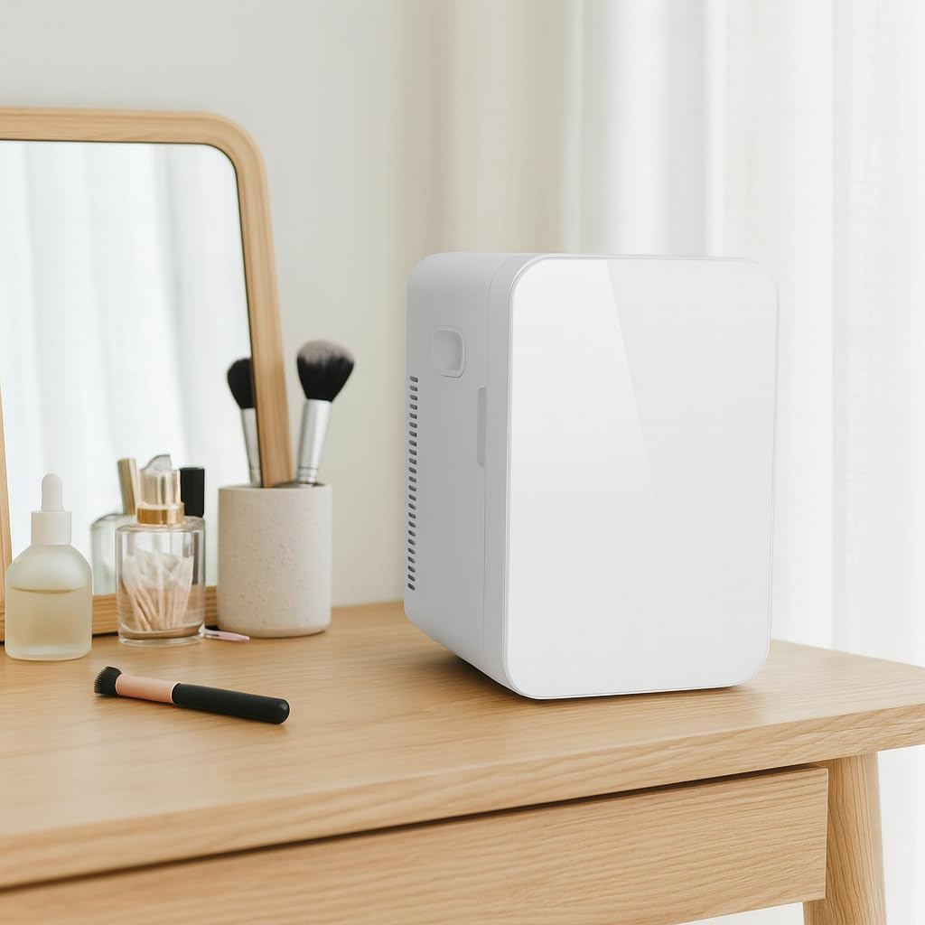 22L Portable Mini Fridge, Compact Car Refrigerator, Skincare Cosmetic Beauty Makeup Personal Fridge, White