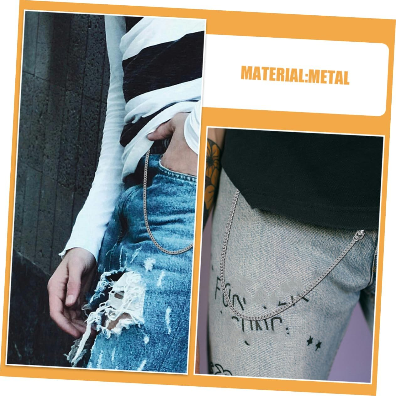 Jojofuny Men'S Wallet Chain Heavy Duty Pants Key Holder Lobster Clasp for Jeans and Belts Sturdy Pocket Chain Accessory