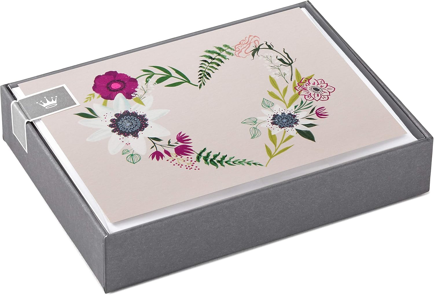 Hallmark Pack of 10 Blank Cards with Envelopes, Floral Wreath Heart image number 4