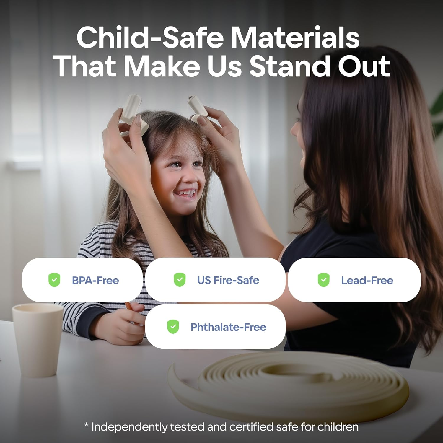 (Beige) - Furniture Edge and Corner Guards 6.2M Protective Foam Cushion 5.5M Bumper 8 Adhesive Childsafe Corners Baby Child Proofing Set Nontoxic and Safe for Table, Fireplace, Countertop White image number 3