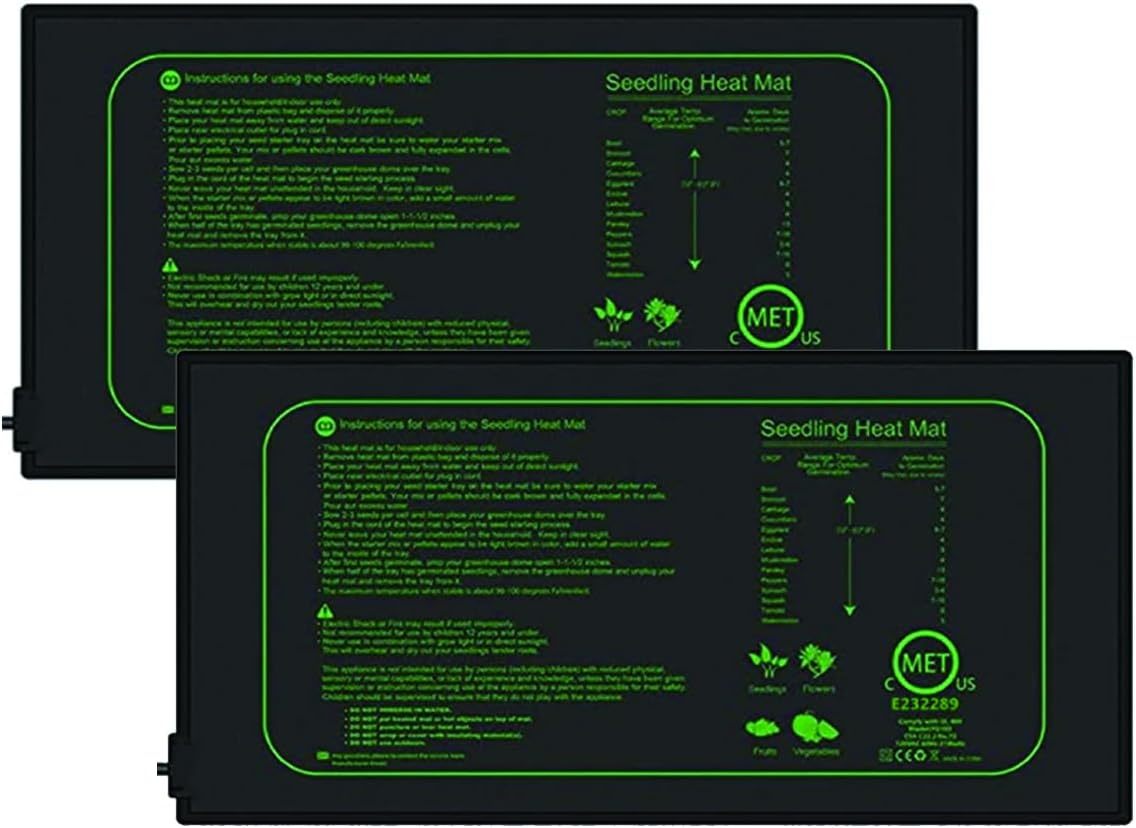 2Pack Seedling Heat Mat, 52 X 25Cm Heating Mat for Plants Grow Seed Starting Greenhouse, Waterproof Durable Germination Warm Hydroponic Heating Pad(10 X 20.75 Inch) image number 4