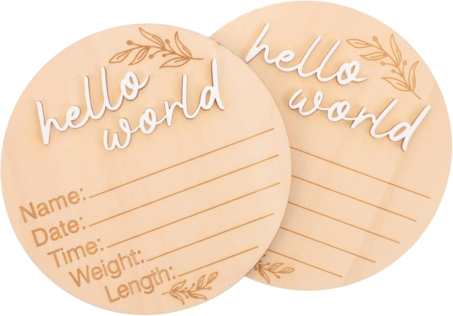 2Pcs Name Announcement Sign Newborn Keepsake Plaque for Nursery Decor for Birth Announcements Photography Polished Natural Design image number 5