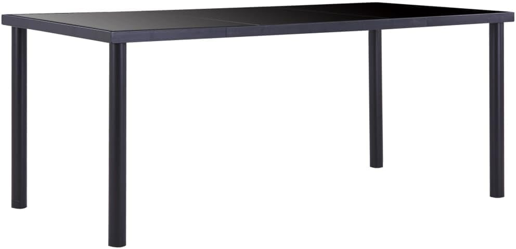 'Vidaxl Contemporary Dining Table with Black Tempered Glass Top and Powder-Coated Metal Frame - Easy Clean, Durable - Ideal for Kitchen, Dining Room, Outdoor Dining image number 1