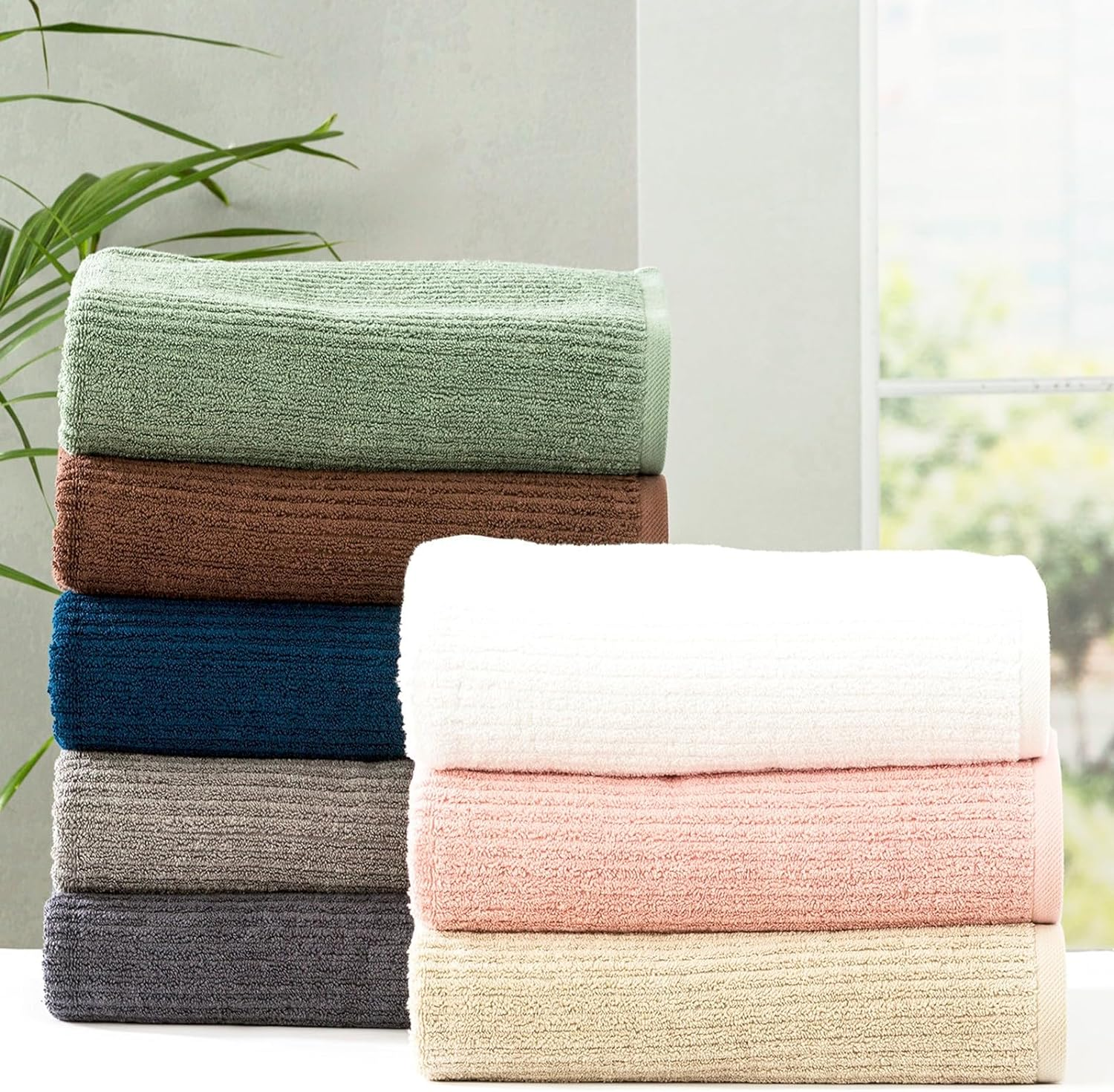 2Pc Renee Taylor Cobblestone Bath Sheet/Towel 160Cm Cotton Ribbed 650 GSM Sage
