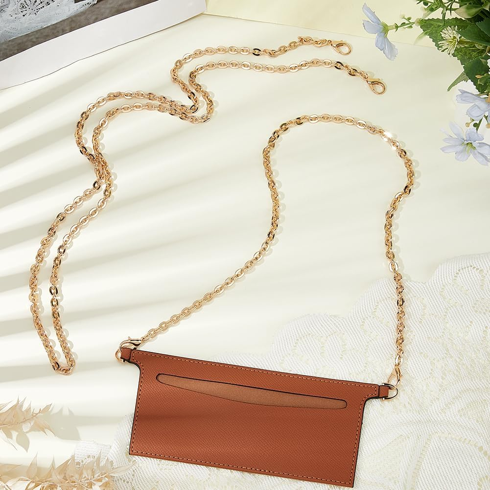 Hobbspring PU Leather Organiser Insert 1 Piece Conversion Set with 2 Gold Chains Saddle Brown Shoulder Bag Convertible Insert for Handbag Wallet - Black image number 2