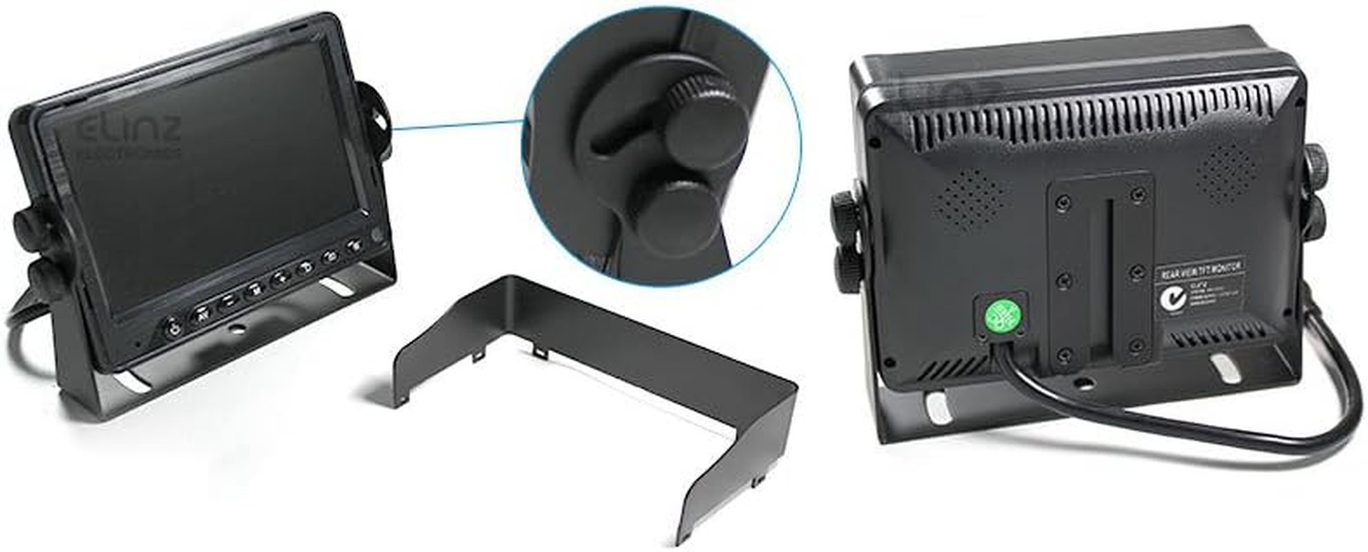 Elinz Caravan Reversing Rearview CCD Camera Monitor 5" System Kit 12V 24V with Mic, 4PIN, 600 TVL, 2 AV Inputs, Distance Gridline, IR LED Night Vision, 90 Deg View, 2 Yr Warranty image number 3