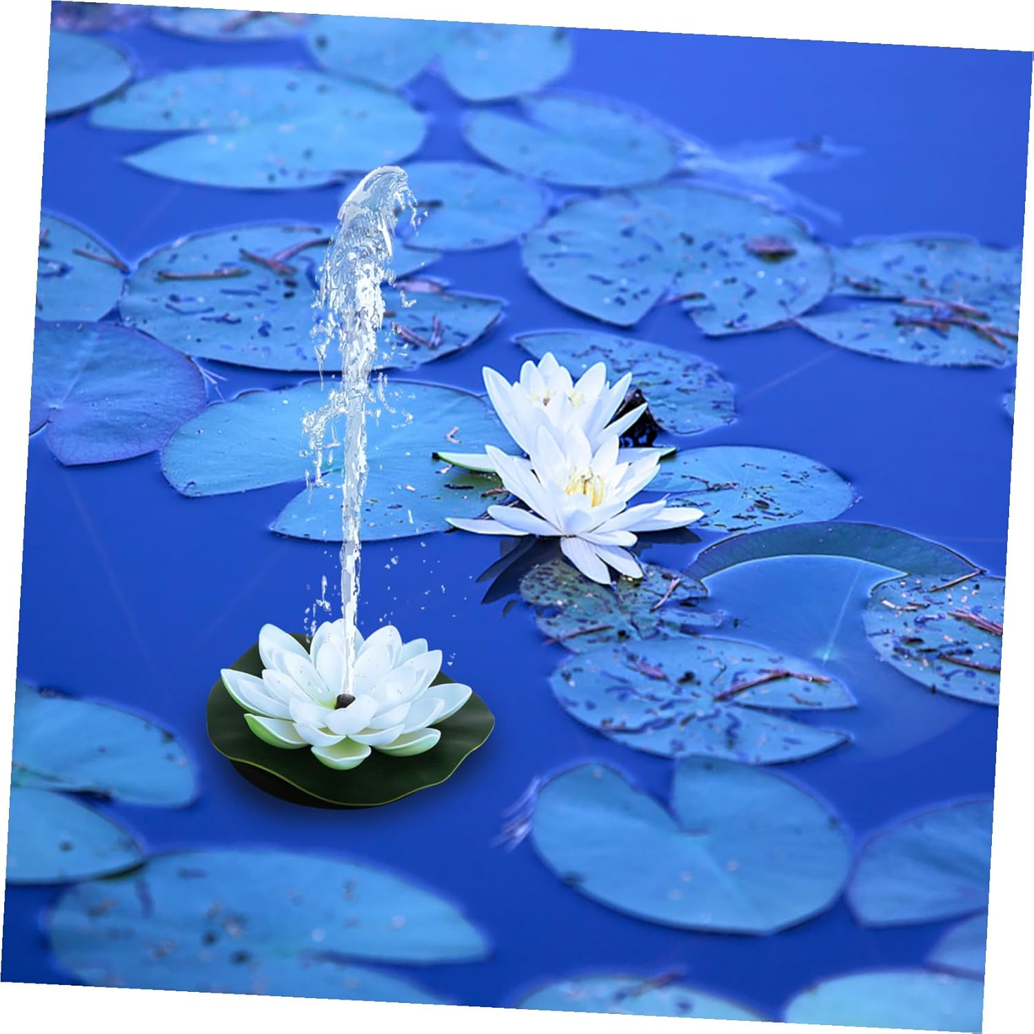 NUOBESTY Solar-Powered Lotus Floating Fountain White Garden Landscape Decor Multi-Nozzle Pump for Fish Ponds Aquariums Outdoor Water Features and Oxygen Circulation image number 4