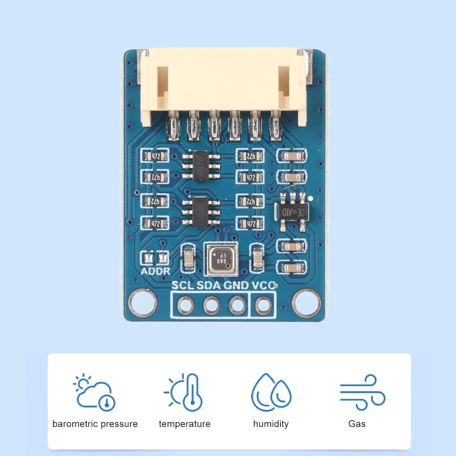 BME680 Environmental Module, Temp Humidity Air Pressure BME680 Sensor, Environmental Sensor for Raspi Pico Motherboard image number 4