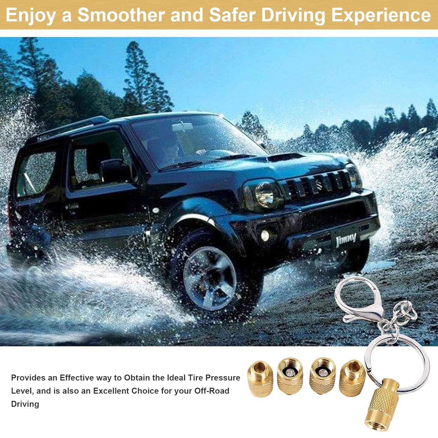 GODESON Tire Air Deflators for Offroad Vehicles,4 in 1 Solid Brass Easy Storage and Using Tire Air down Tool image number 1