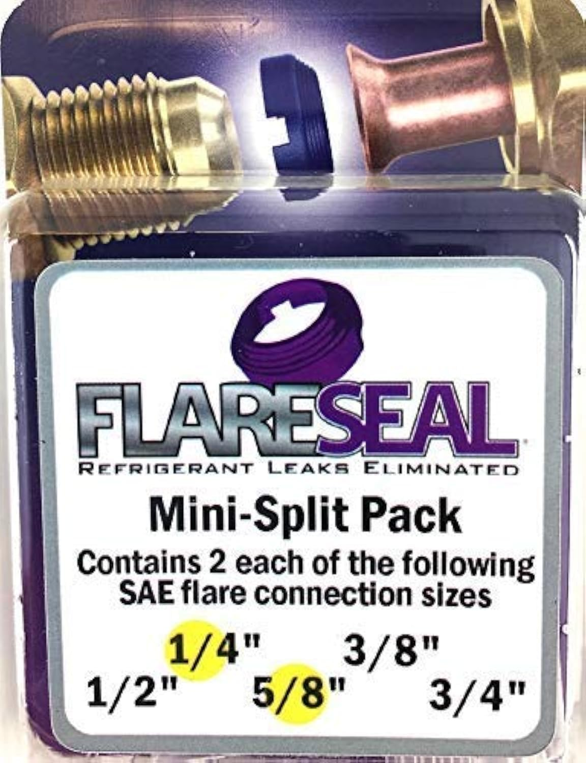 Model MSP-0406 Leak Free SAE Flare Connections - Refrigerant Leaks Refrigeration, HVAC, Ductless, Schrader Valve or Mini Split Applications (1/4", Mini Split Pack - (2) 1/4" and (2) 3/8") image number 1