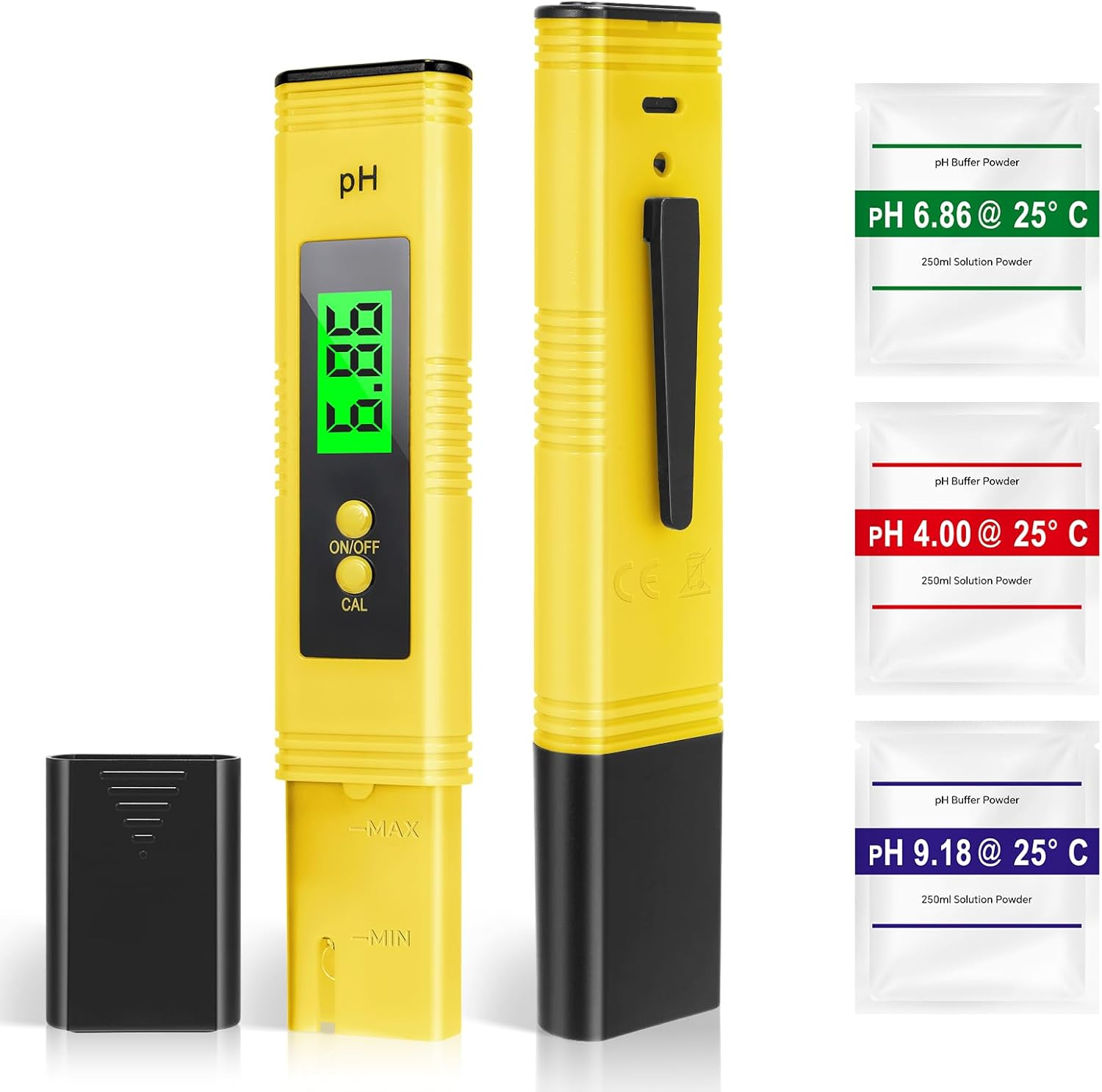 Digital Ph Meter, 0.01Ph High Accuracy Pen Type Ph Tester for Household Drinking with UL Certification and 3 Ph Calibration Powders image number 6