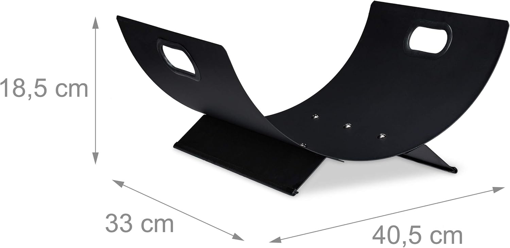 Relaxdays Firewood Basket Metal Modern Firewood Storage inside H X D: 18.5 X 40.5 X 33 Cm Large Wooden Tray Black image number 4