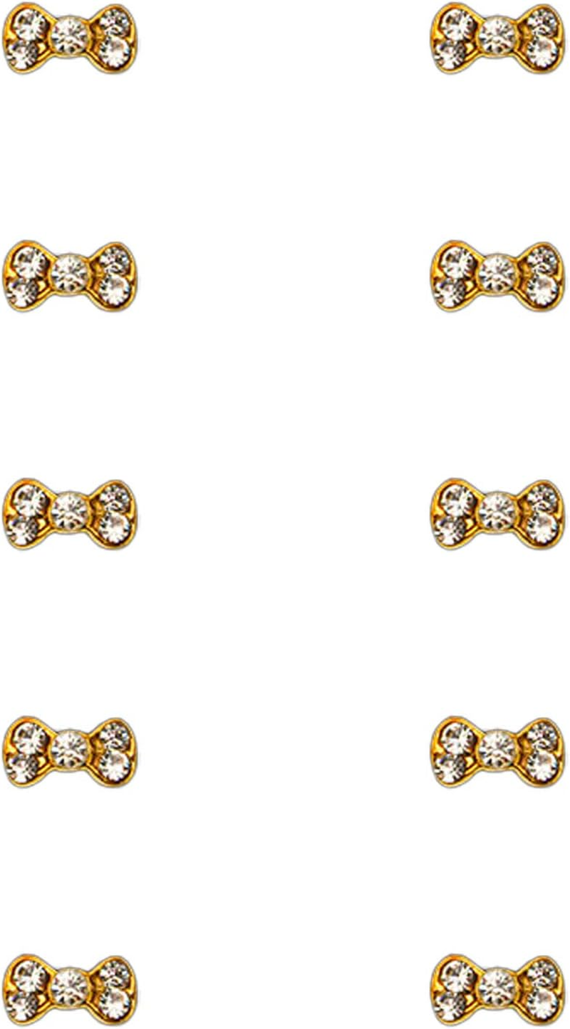 10 Grains Nail Art Rhinestone Alloy Rhinestone Nail Decoration Super Flash DIY Golden Bow Three-Dimensional image number 1