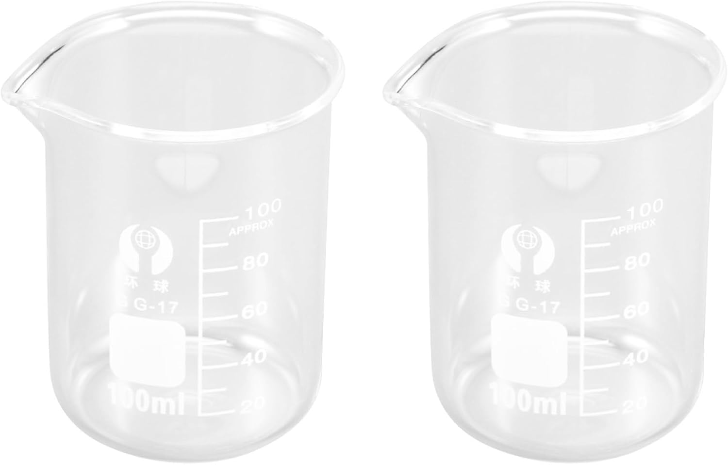 TEHAUX 2Pcs Glass Beaker, 100Ml Graduated Borosilicate Measuring Cup Chemistry Beaker with Spout Small Cup Equipment for Lab Glassware Scale Liquid Measurement image number 3