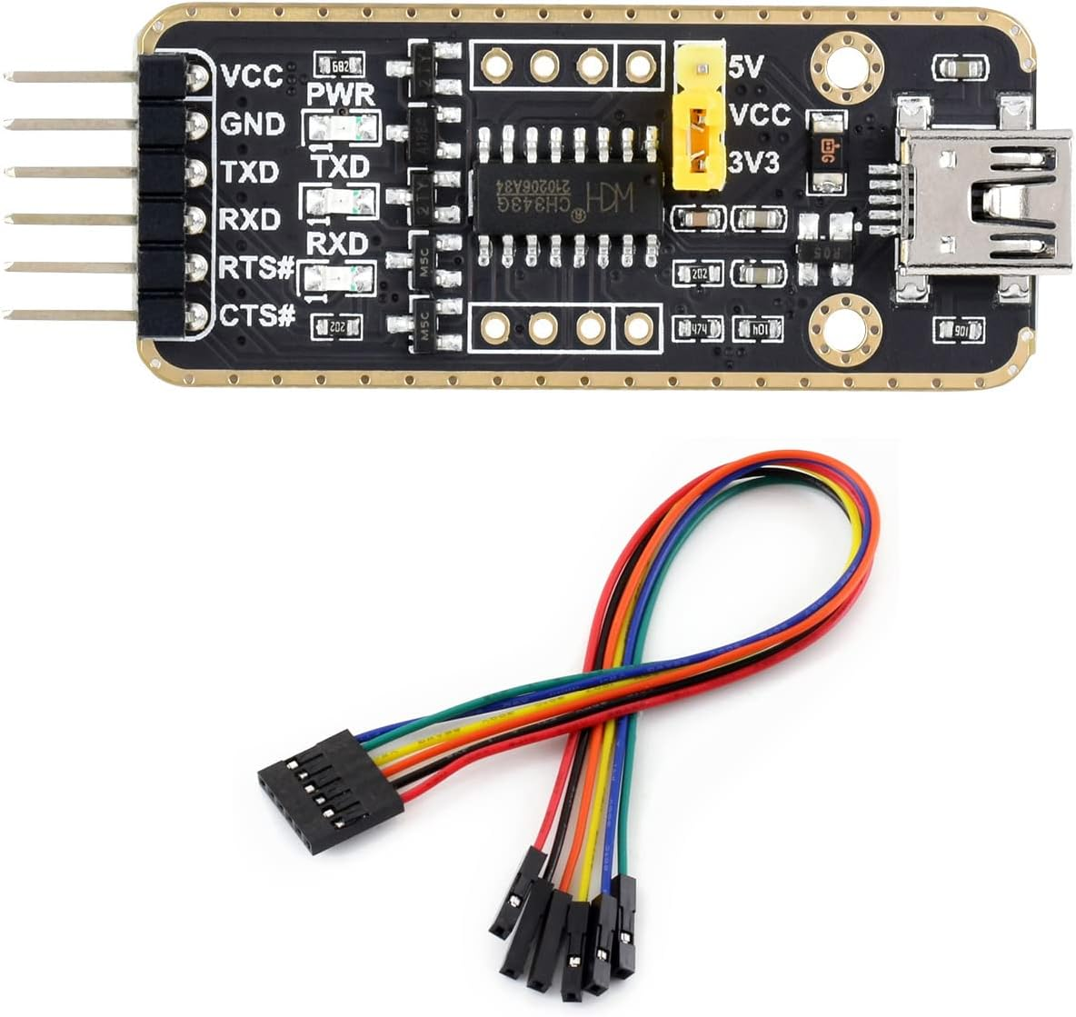 Waveshare USB to UART Communication Module High Baud Rate Transmission with Type-C Connectors Multi-Device Applicable Multi-System Compatible-Type-C Connectors