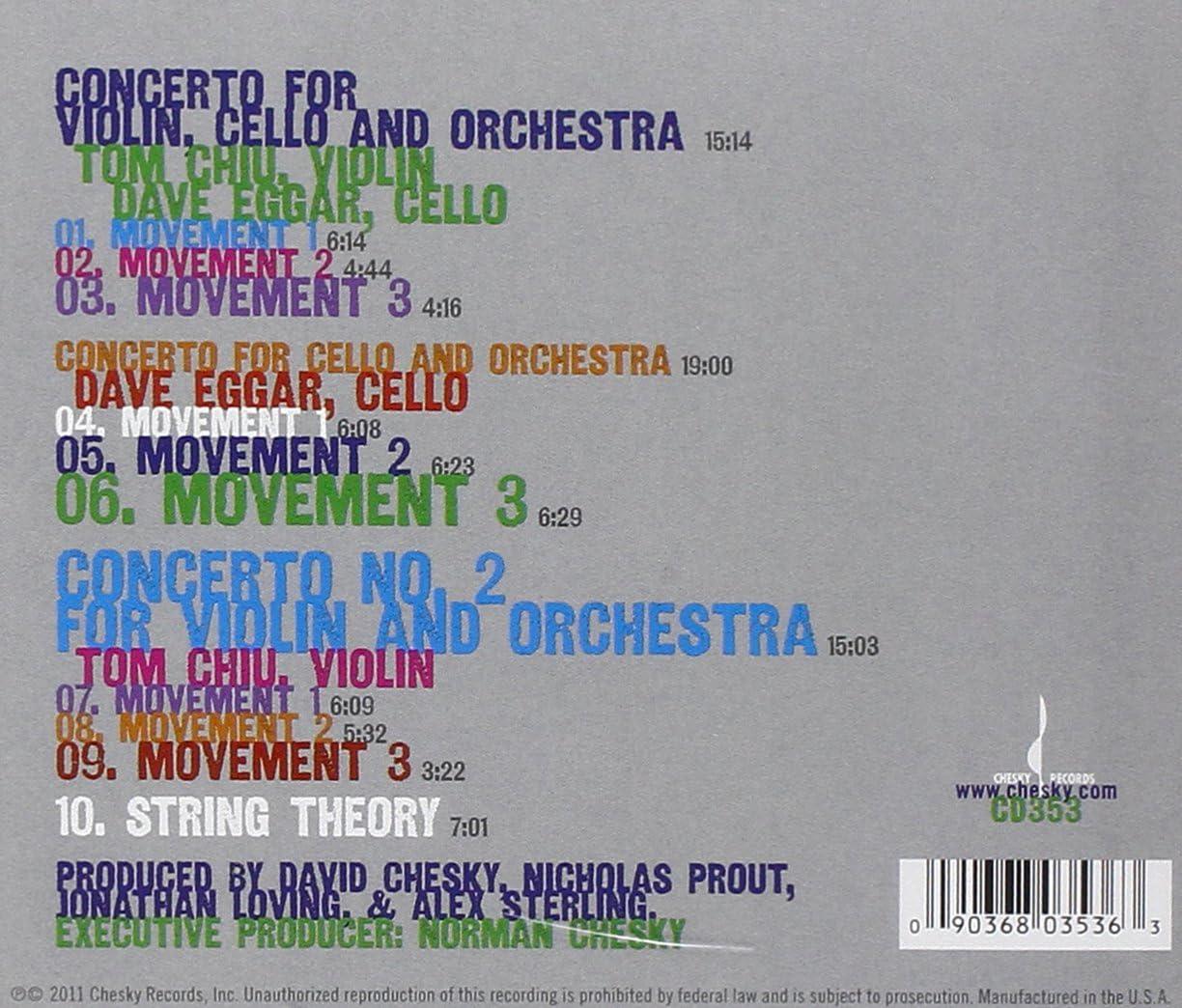 String Theory / Cto for Violin Cello & Orch