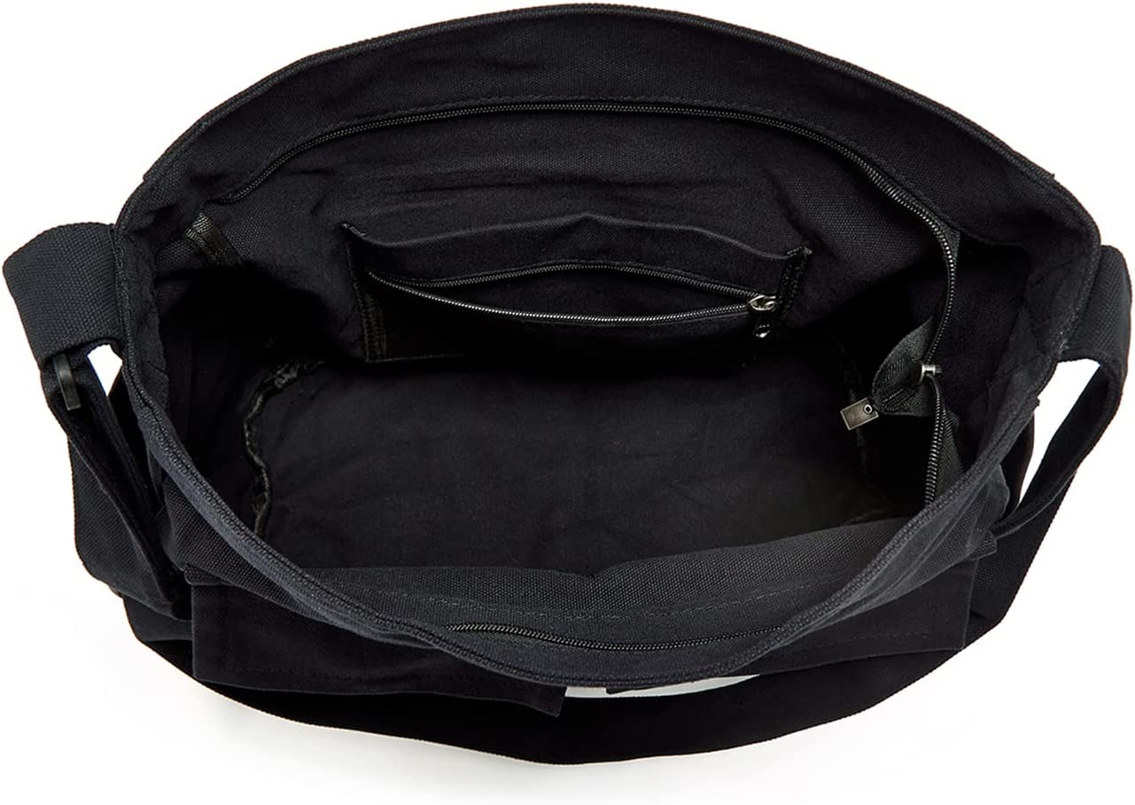 Women Men Crossbody Shoulder Bag Large Hobo Bag with Multiple Pockets Canvas Messenger Tote Bag for Women and Men - Light Khaki image number 4