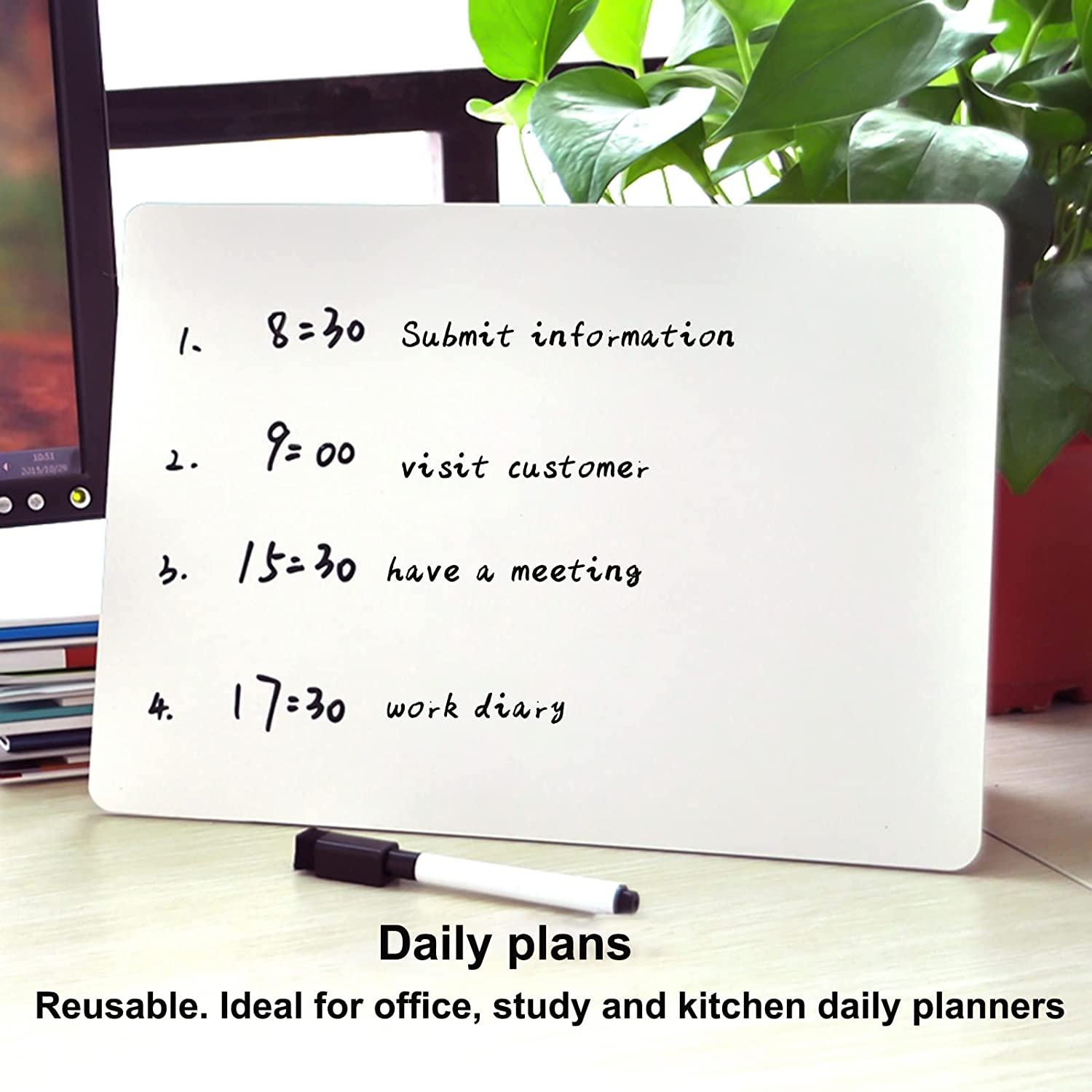 Hisredsun 8 Pack Small Dry Erase White Board, 21 X 30 Cm Double Sided Mini Whiteboard with 8 Pens and 8 Erasers,Durable Portable White Boards for Students, Classroom, Home and Office image number 4