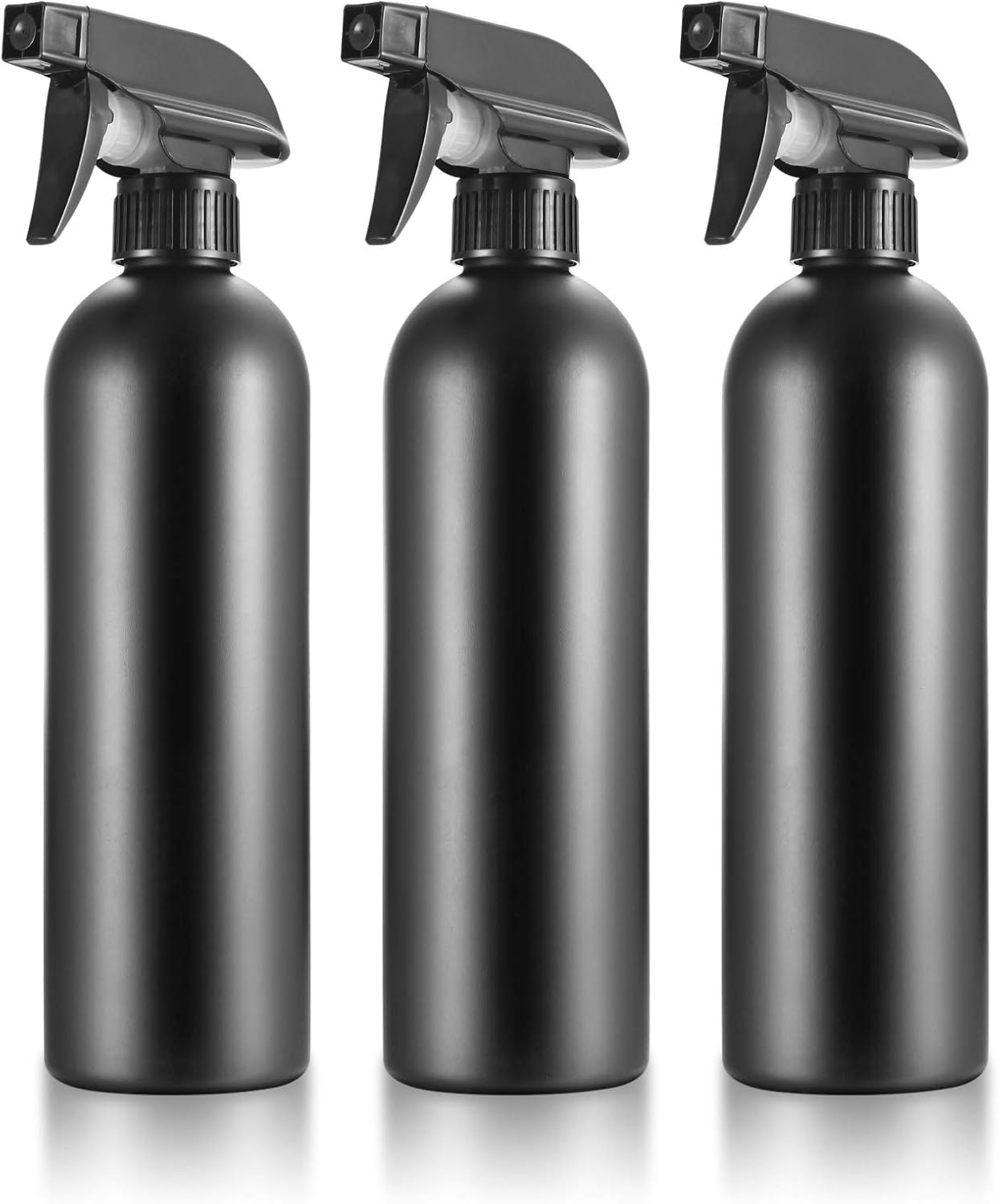 3 Pcs Plastic Spray Bottles, 500 Ml/17 Oz, Black, Refillable, Heavy Duty, Reusable, BPA Free, Sprayer, Garden