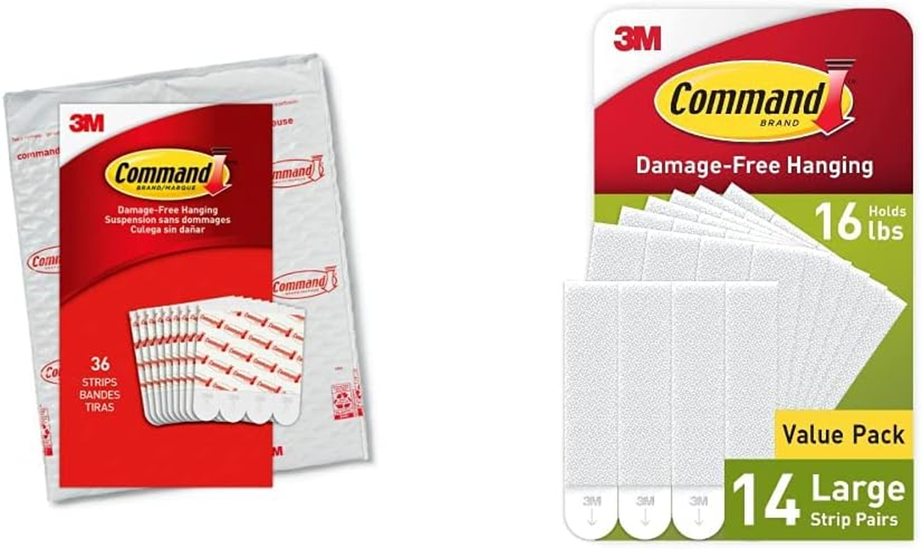 Command Medium & Large Refill Strips, White, 36-Strips - Easy to Open Packaging, Holds up to 7.2 Kg, 14-Pairs, Damage-Free Hanging, No Tools Required, Strong & Versatile, Multi Surface Compatibility image number 5