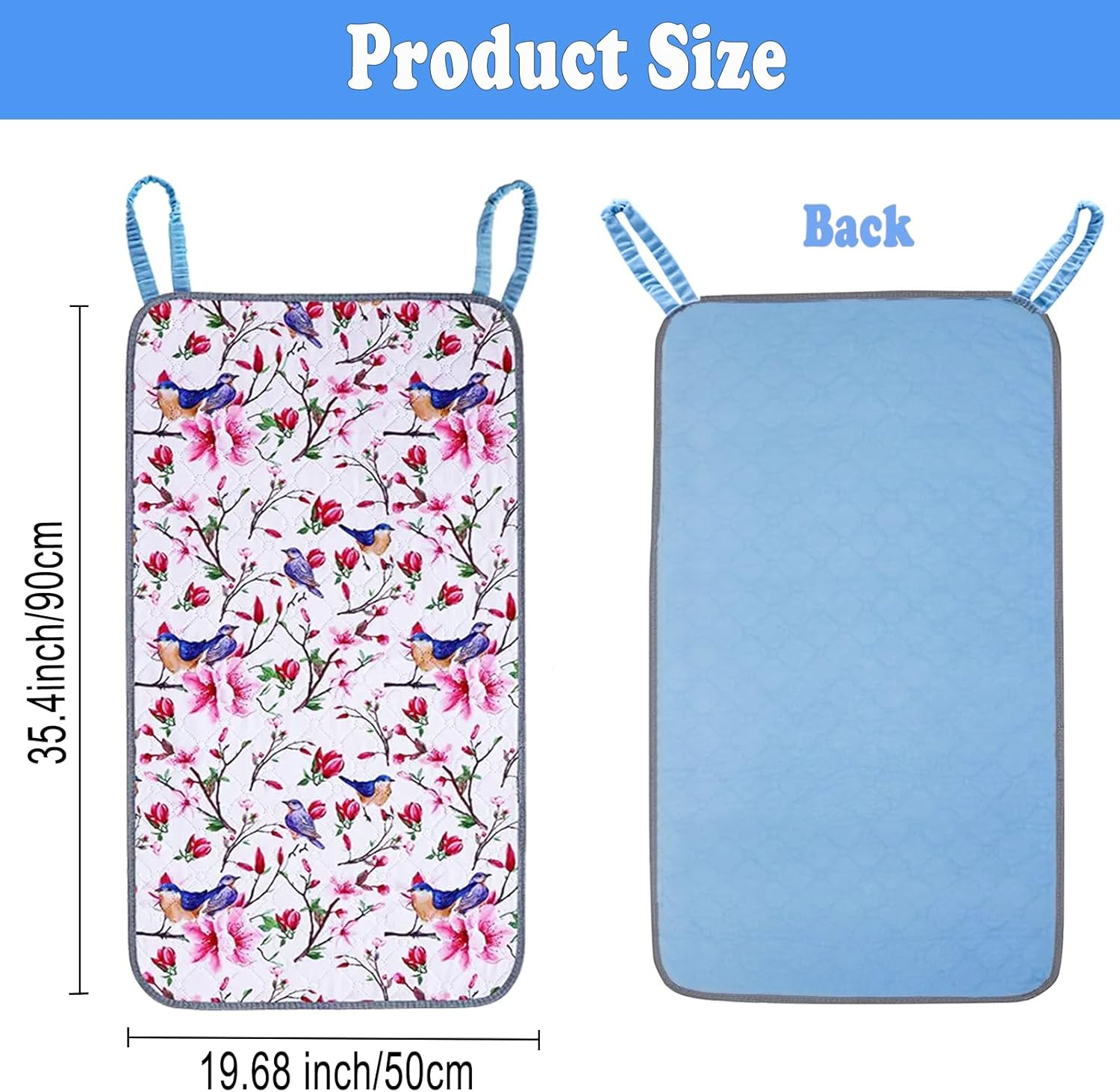 Waterproof Chair Pads for Incontinence, Reusable Washable Wheelchair Pads for Seat with Handles, Highly Absorbent Wheelchair Cover for Adults and Elderly Pink 35.4" X 19.68" image number 1