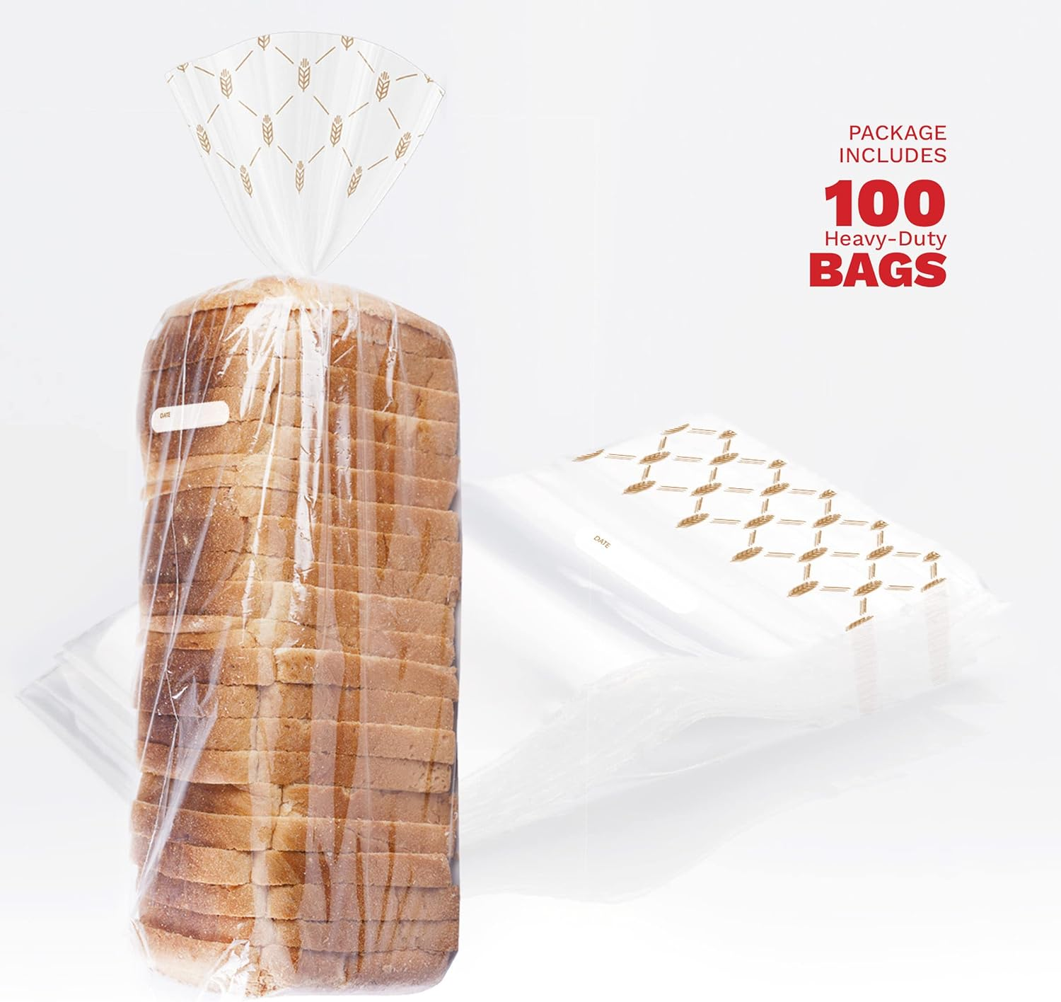Bread Bags (100 Count) Bread Bags for Homemade Bread, Plastic Bread Bags with Twist Ties, 100 Clear Storage Bags, BPA Free image number 3