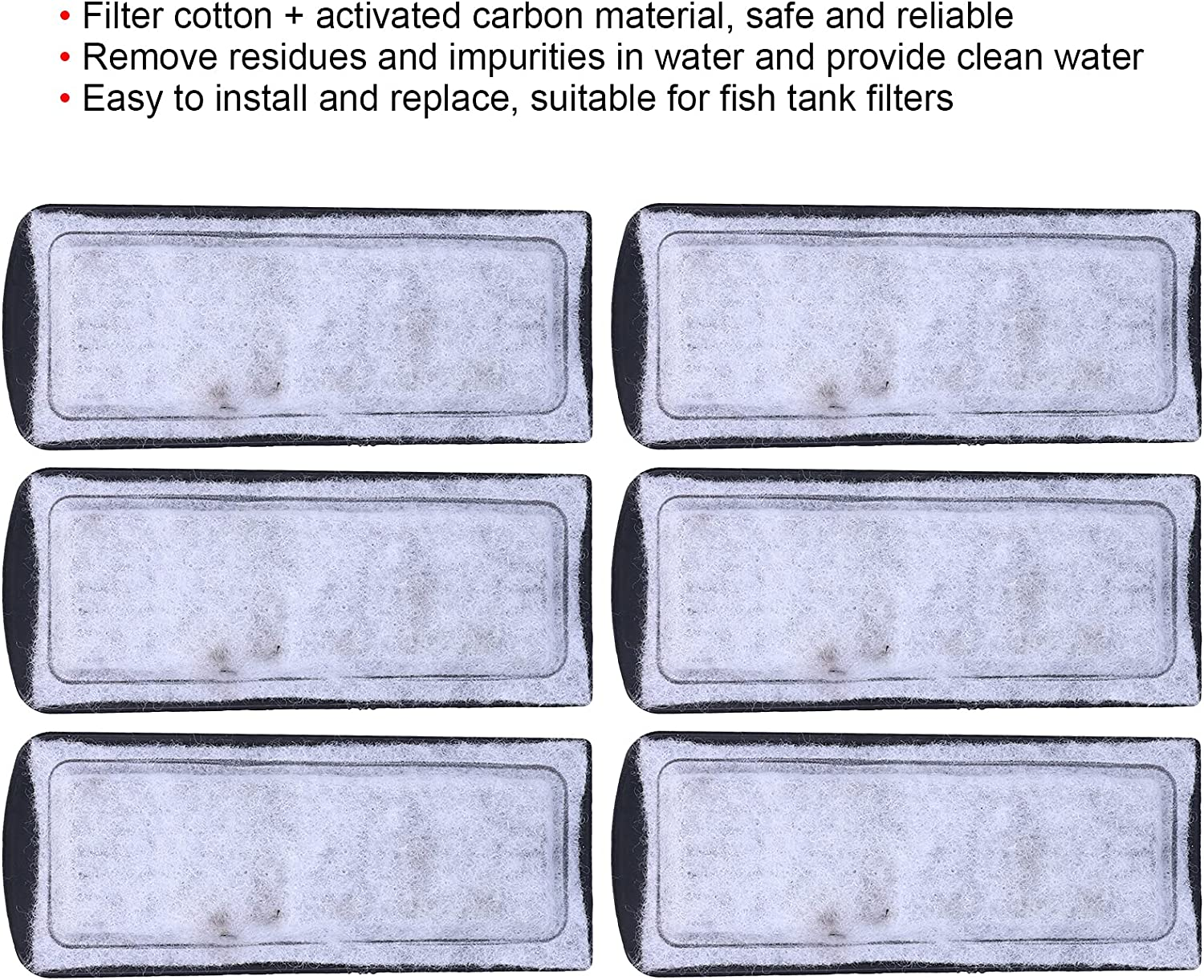 6Pcs Aquarium Filter Cotton Replacement Captures and Fish Surplus Heavy Metals and More Simply Rinse to Cleanup for Fish Tanks image number 3