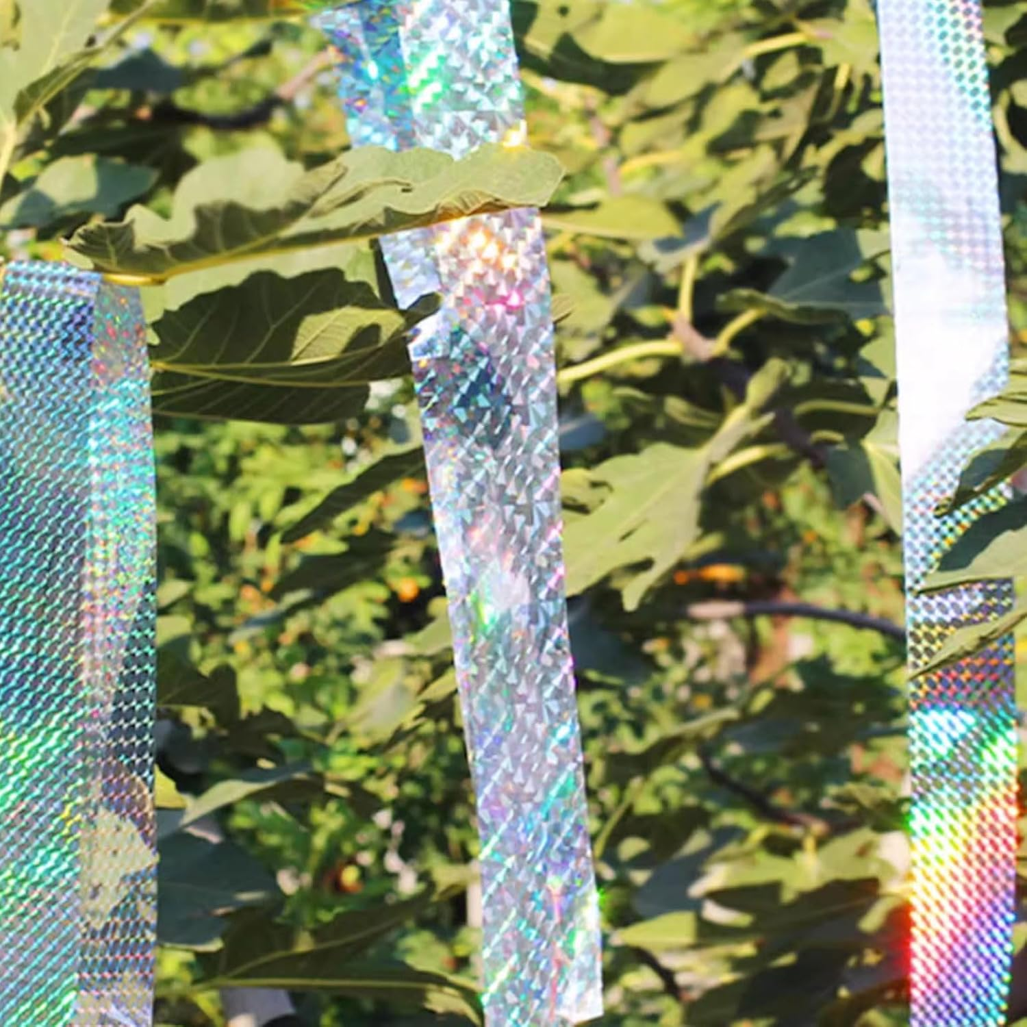 Xolixorium Bird Deterrent Tape 90M, Holographic Reflective Pigeon & Woodpecker Scare Ribbon with Audible and Visual Flash for Outdoor Use image number 2