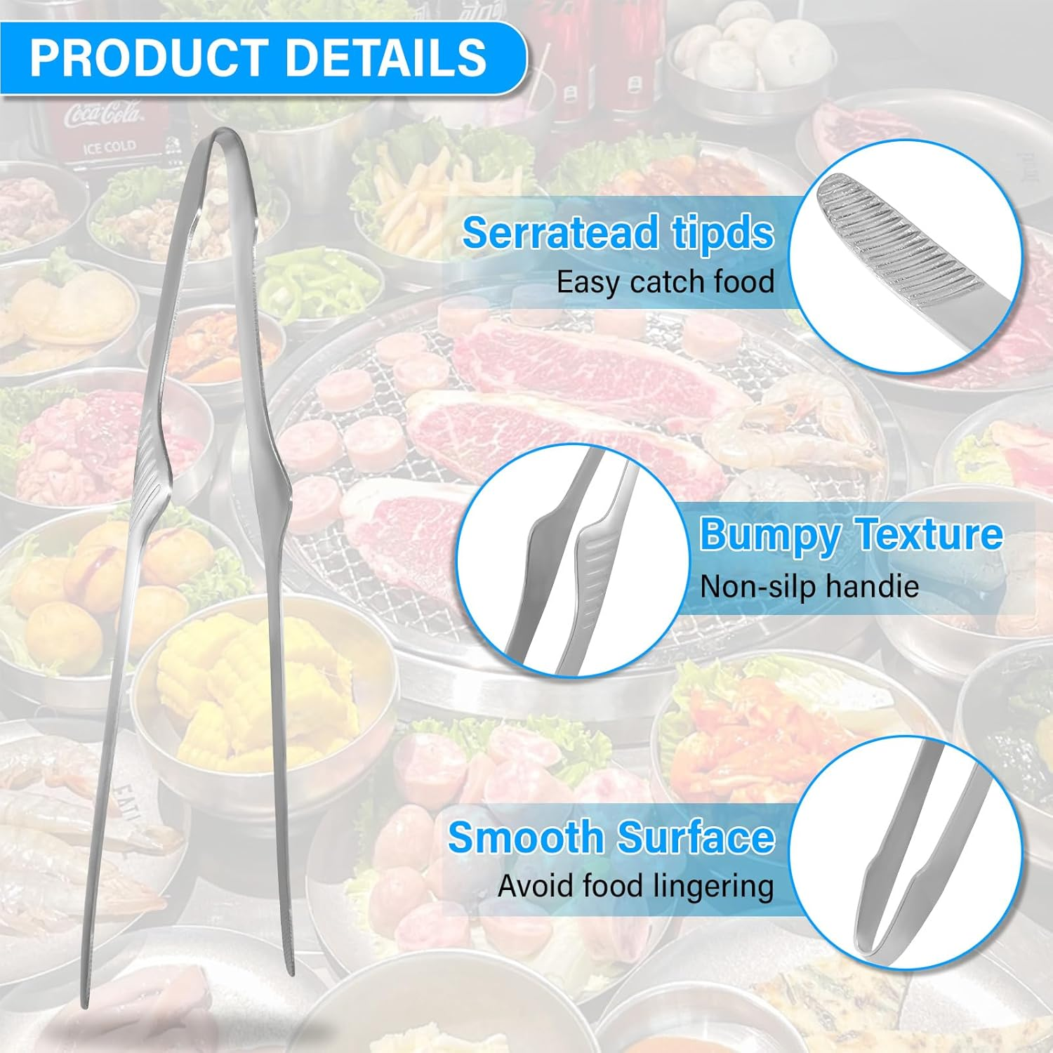 5Pack Kitchen Tongs for Cooking，Silicone Tongs，9 Inch Small Silicone Tongs,Food Grade Mini Serving Tongs with Silicone Tips image number 5