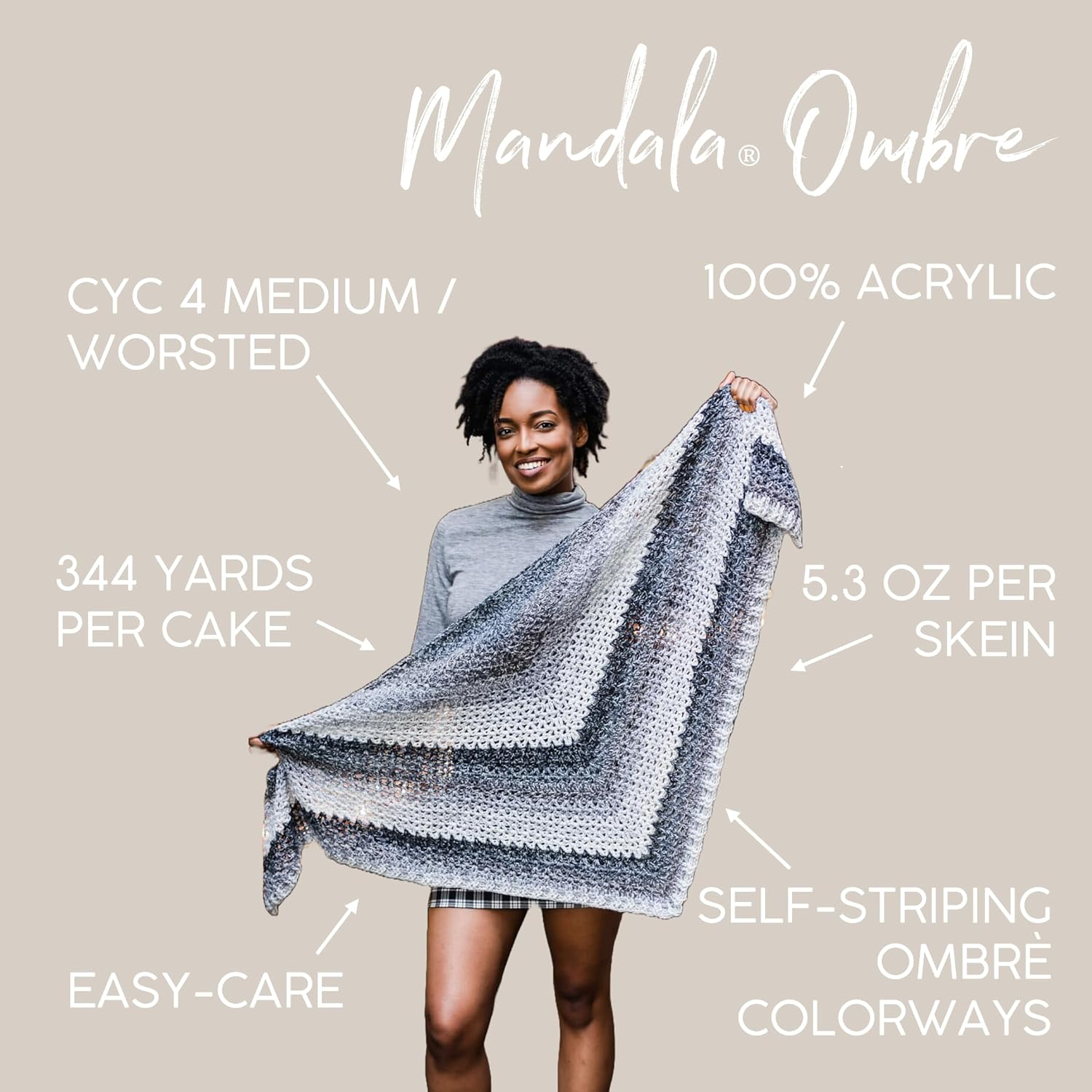 Lion Brand Yarn (1 Skein) Mandala Ombre Yarn, Tranquil image number 3