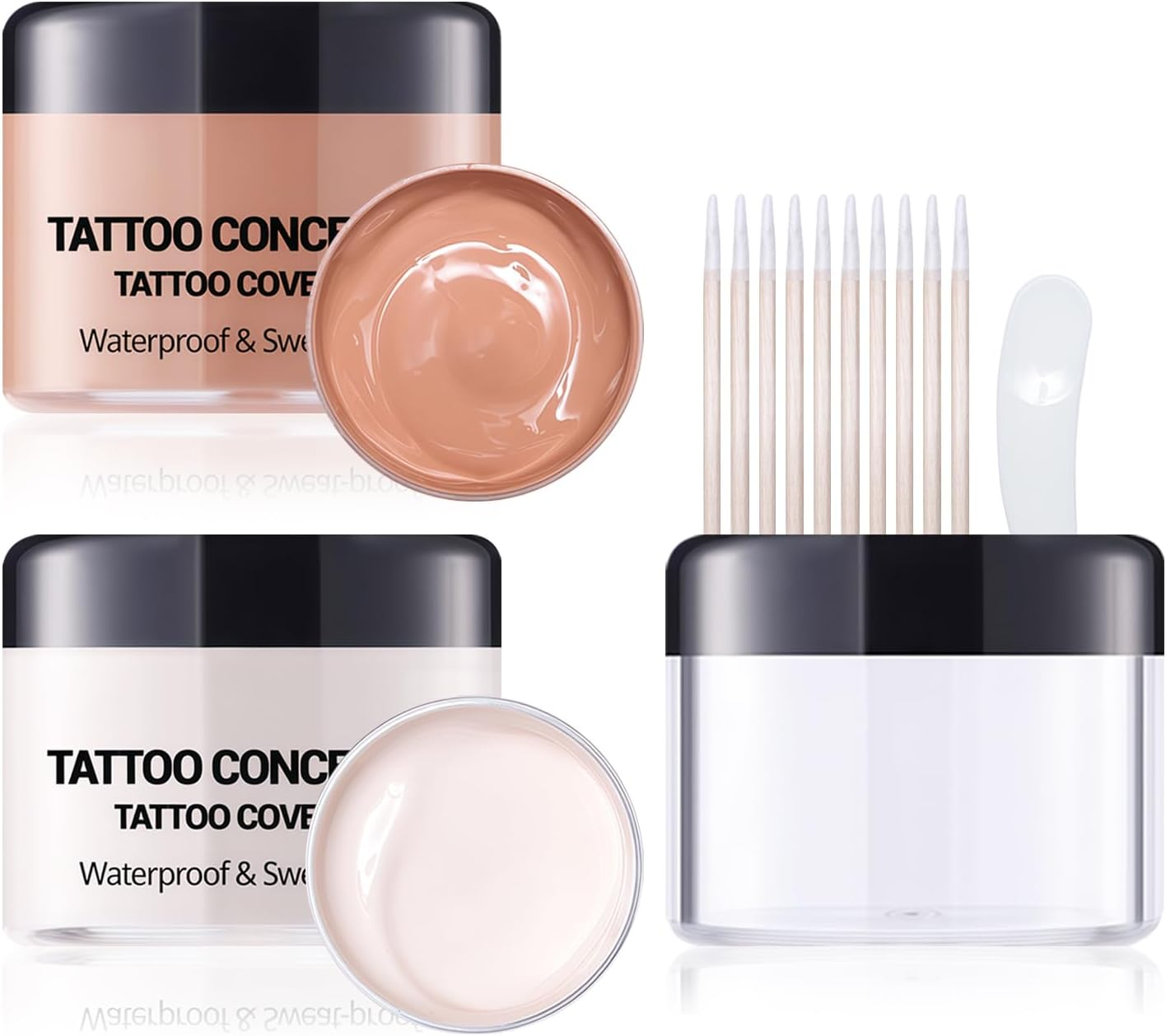 DAGEDA 2 Colors Tattoo Cover up Makeup Waterproof,Blendable Colors Body Concealer,Natural Invisible Skin Concealer Body Makeup,Suitable for Tattoos/Scars/Dark Spots Cover Up image number 6