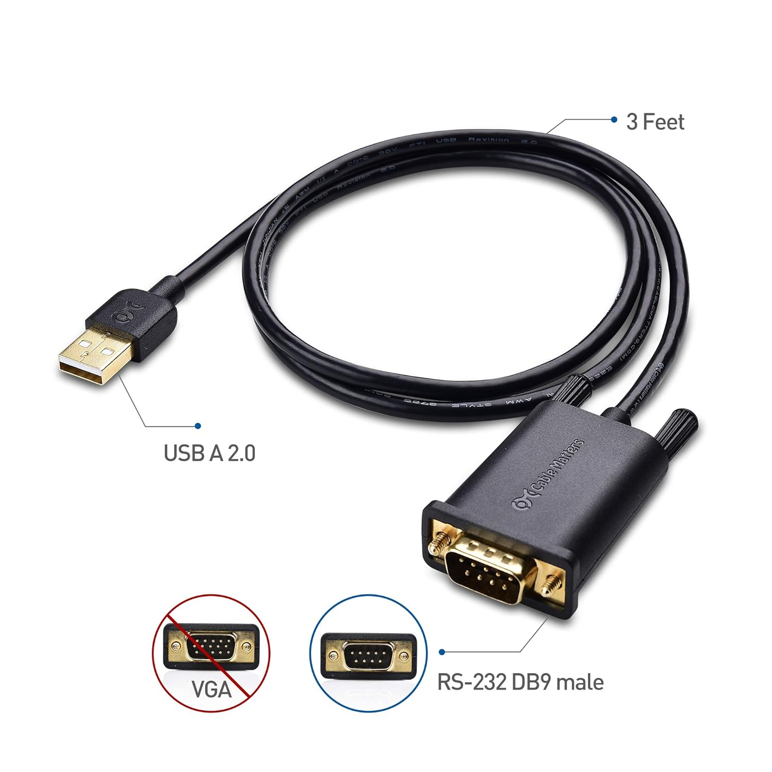 Cable Matters USB to Serial Adapter Cable (USB to RS232, USB to DB9) 6 Feet image number 3