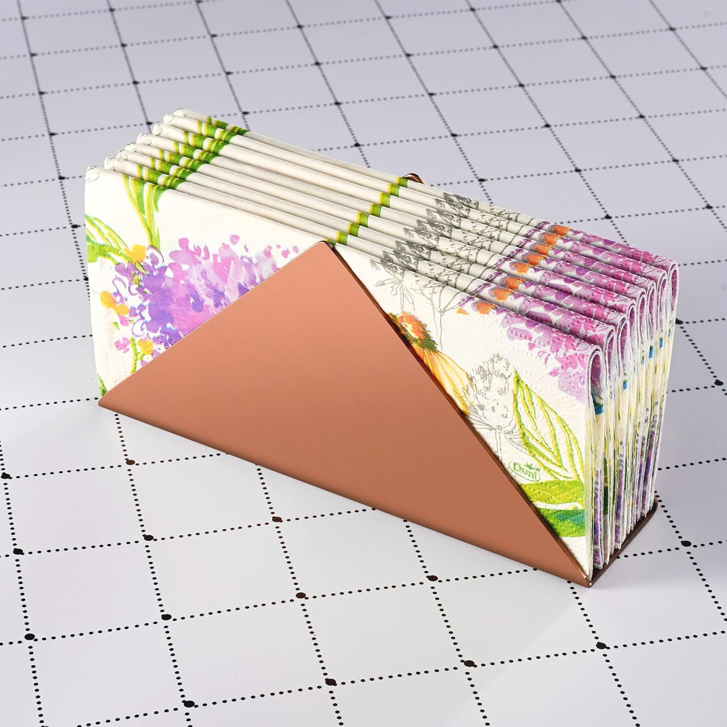 Lidwot Rose Gold Stainless Steel304# Napkin Holder for Table,Metal Standing Tissue Dispenser Organizer for Kitchen Dining Table,Cocktail Picnic Bar Napkins Holder,Upright Metal Napkin Dispenser. image number 2