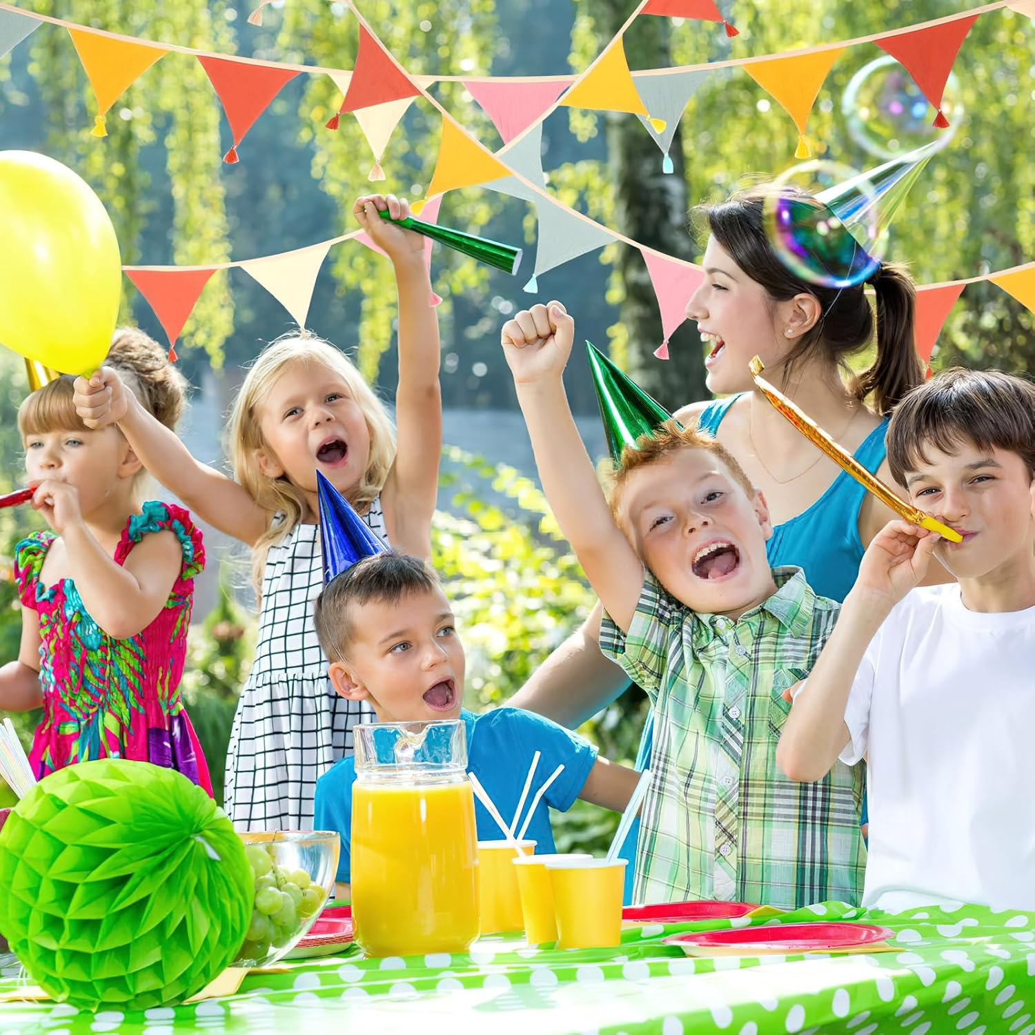 Children'S Room Decoration, 2.6M Triangular Fabric Bunting, Multicolor, Weatherproof, Ideal for Parties & Gifts image number 4