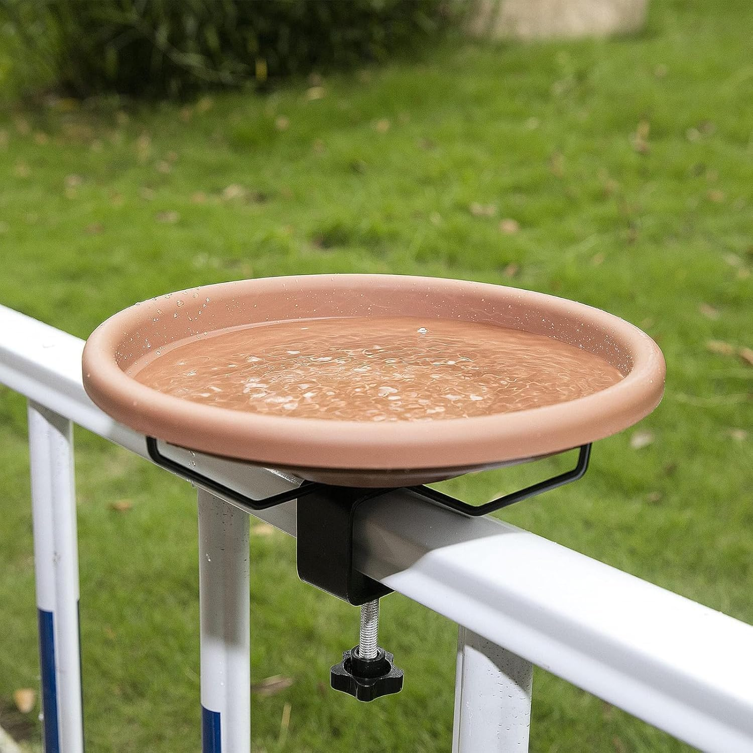 30 Cm Deck-Mounted Unheated Bird Bath Bowl with Detachable Fence Clamp for Balcony Railings image number 6