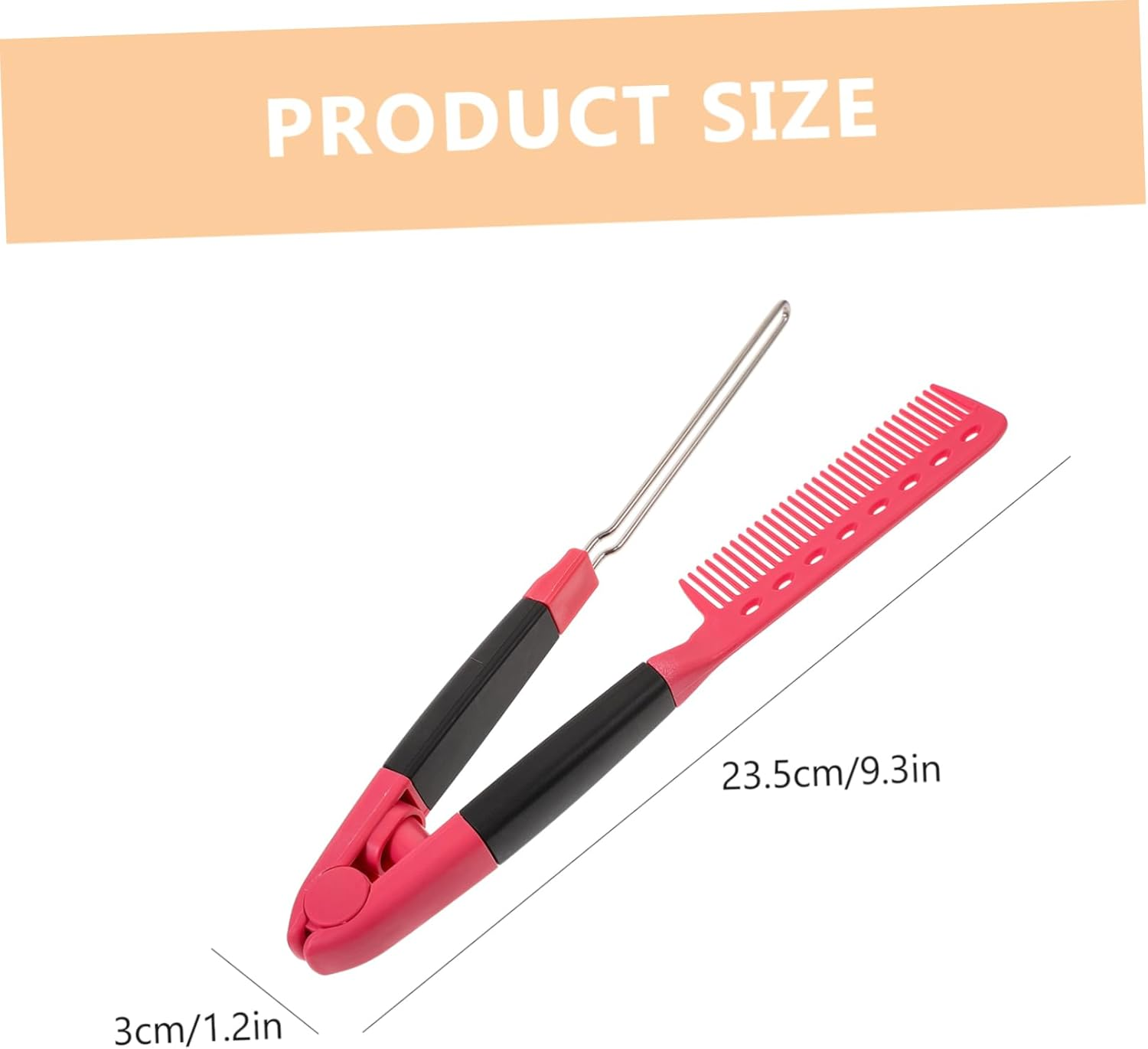 V-Shaped Hair Straightener Comb Foldable Hair Styling Tool for Women Home Hairbrush Haircut Supplies Rose Red image number 1