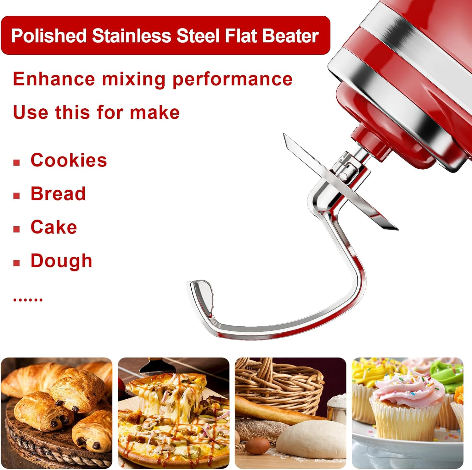 Gvode Dough Hook for Kitchenaid Stand Mixer, Stainless Steel K45DH Dough Hook for Tilt-Head Stand Mixer 4.5-5 Quart, Dishwasher Safe Mixer Parts Accessories image number 5