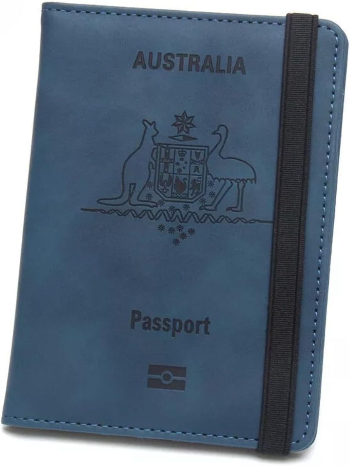 RFID Blocking Passport Holder - PU Leather Travel Wallet with Strap Band, ID Card & Credit Card Slots, Travel Organizer (Multiple Colors) (Black)