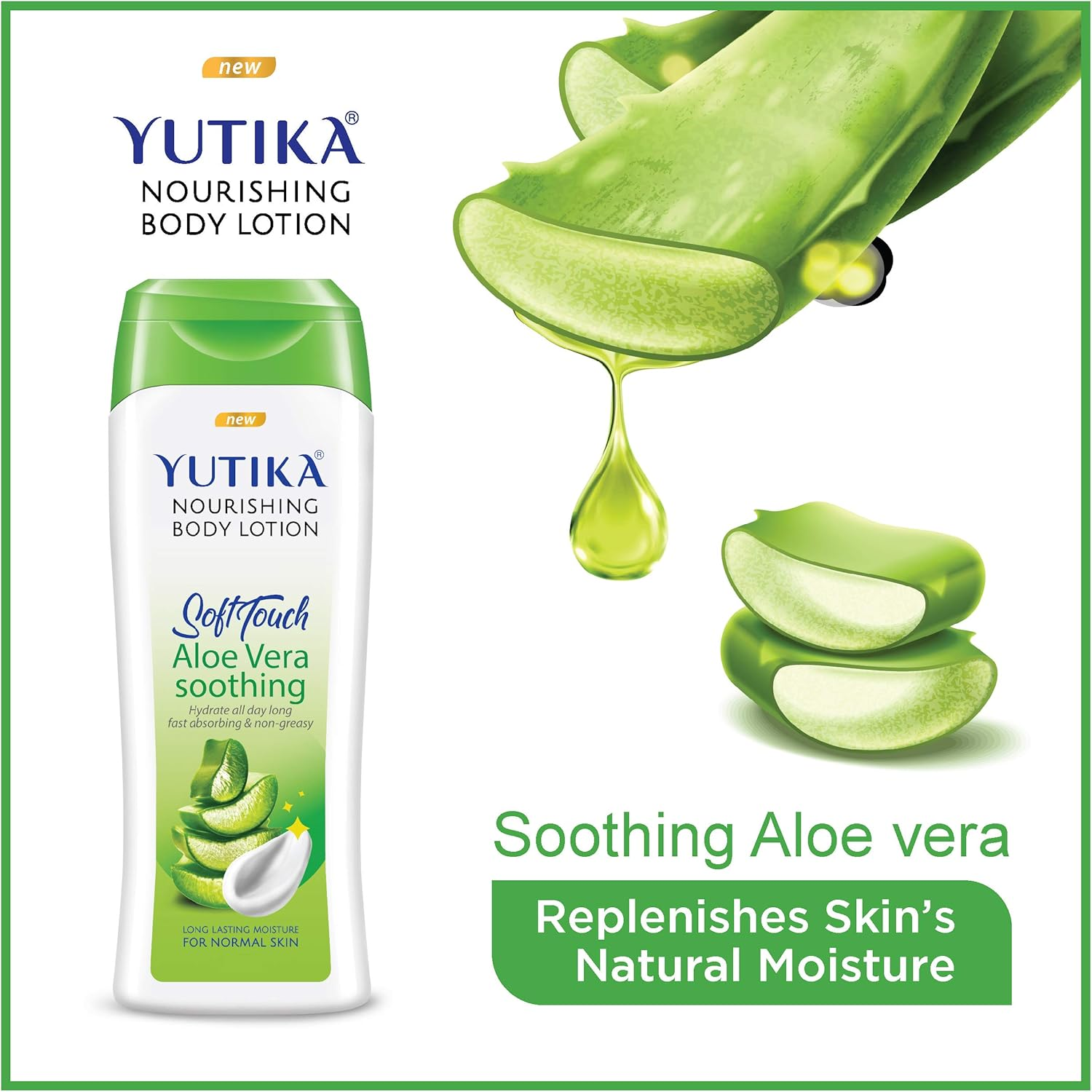 Yutika Softtouch Nourishing Body Lotion for Long Lasting Moisture and Soothing Skin for Men and Women (Aloe Vera, 300Ml) image number 1