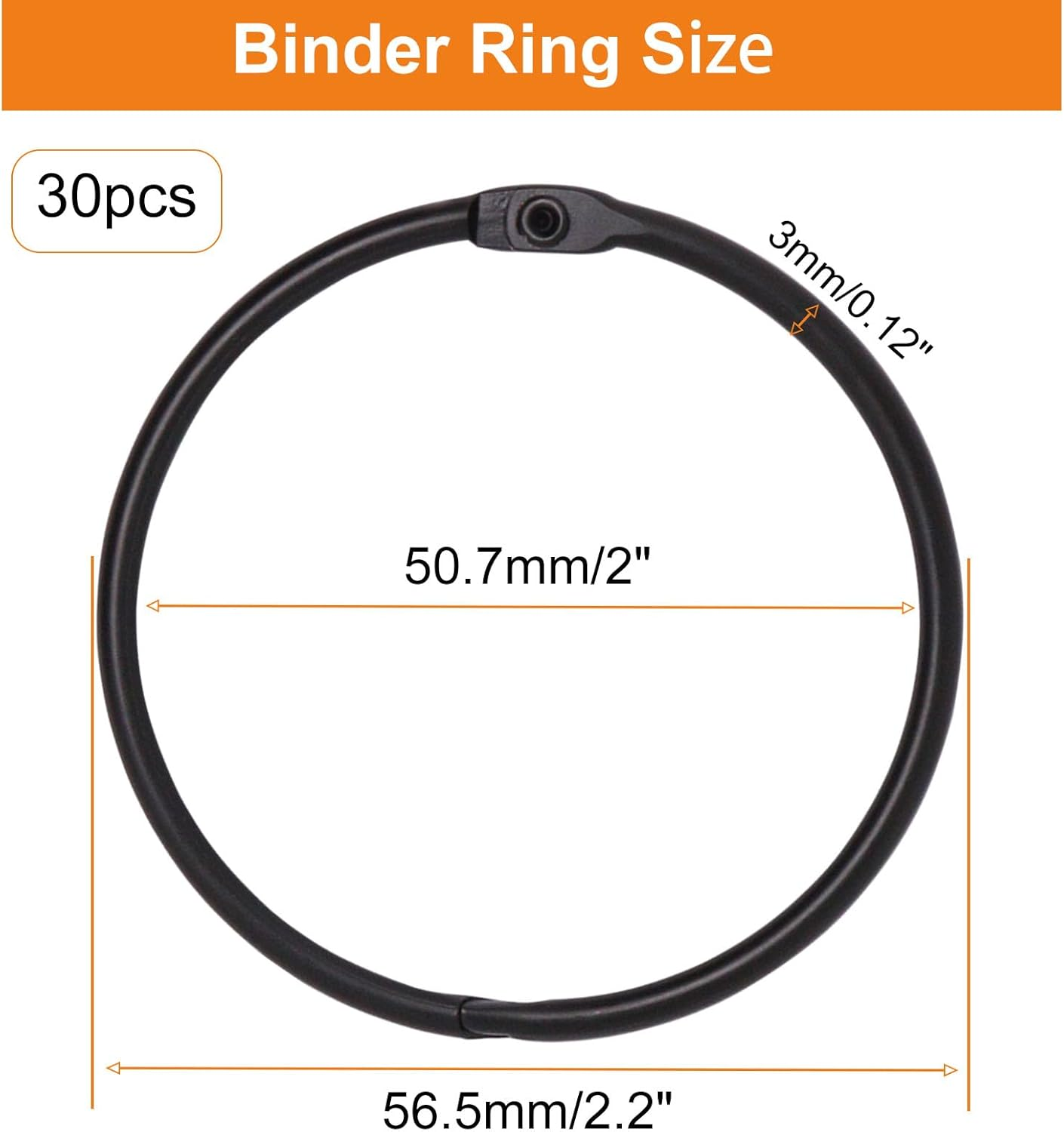 Binder Rings 30Pc, Book Rings 2 Inch, Flash Card Rings Large Index Card Ring Loose Leaf Binder Rings Black Ring Clips Metal Rings for Index Cards Rings for Paper image number 3