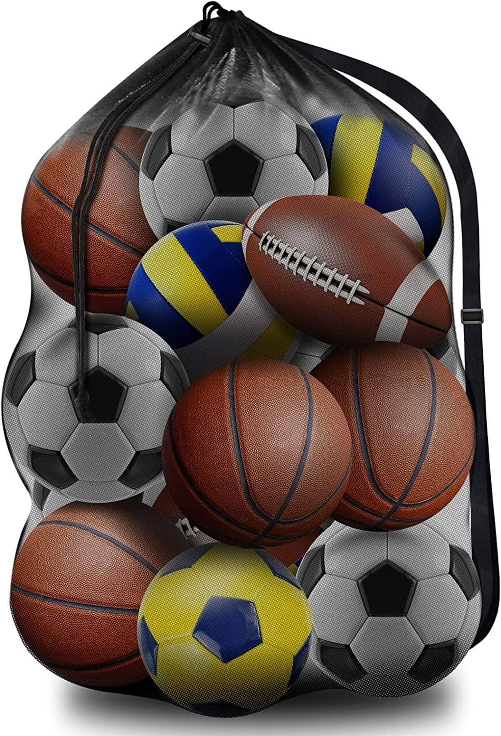 BROTOU Extra Large Sports Ball Bag Mesh, Basketball Bags Team Balls, Adjustable Shoulder Strap, Team Work Ball Bags for Holding Soccer, Football, Volleyball, Swimming Gear (30&rdquo; X 40&rdquo;) image number 4