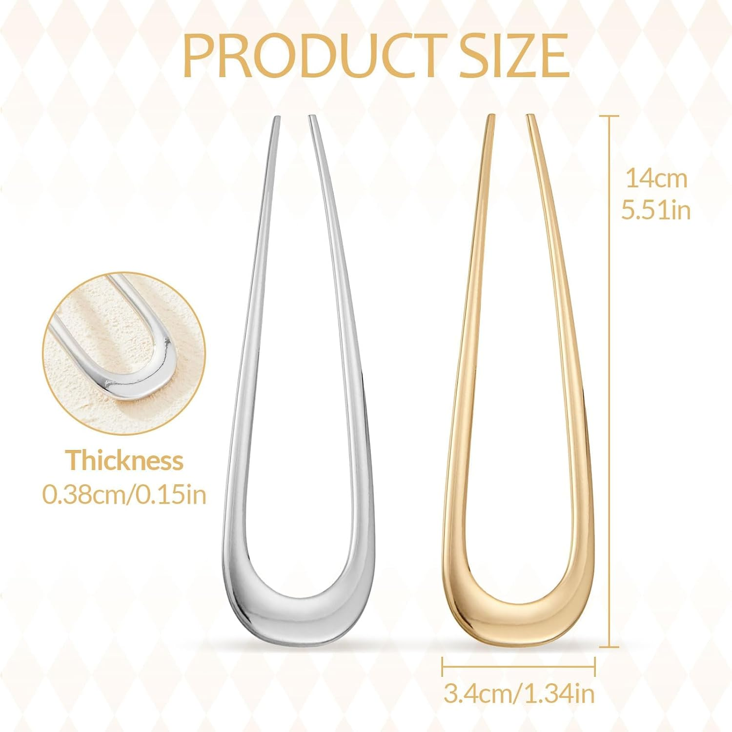 Hanyousheng 2 Pcs Metal French Hair Pins, U-Shaped Hair Pins French Twist Hair Pins, French Pins for Thick Hair, Hair Sticks for Buns, Hair Pins for All Hair Types, for Women Hairstyle Accessories image number 5